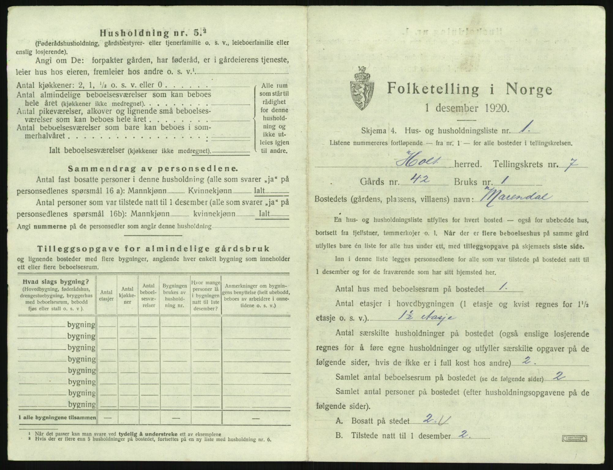 SAK, 1920 census for Holt, 1920, p. 584