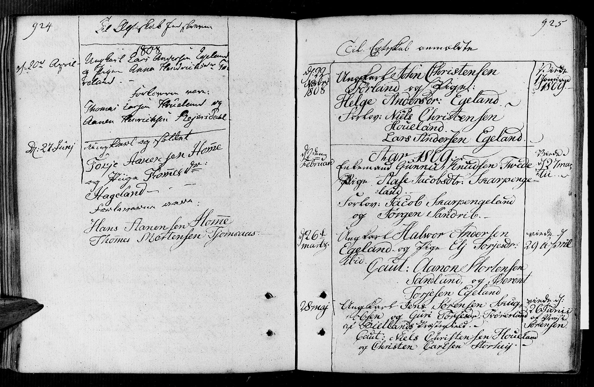 Vennesla sokneprestkontor, AV/SAK-1111-0045/Fa/Faa/L0002: Parish register (official) no. A 2, 1785-1834, p. 924-925