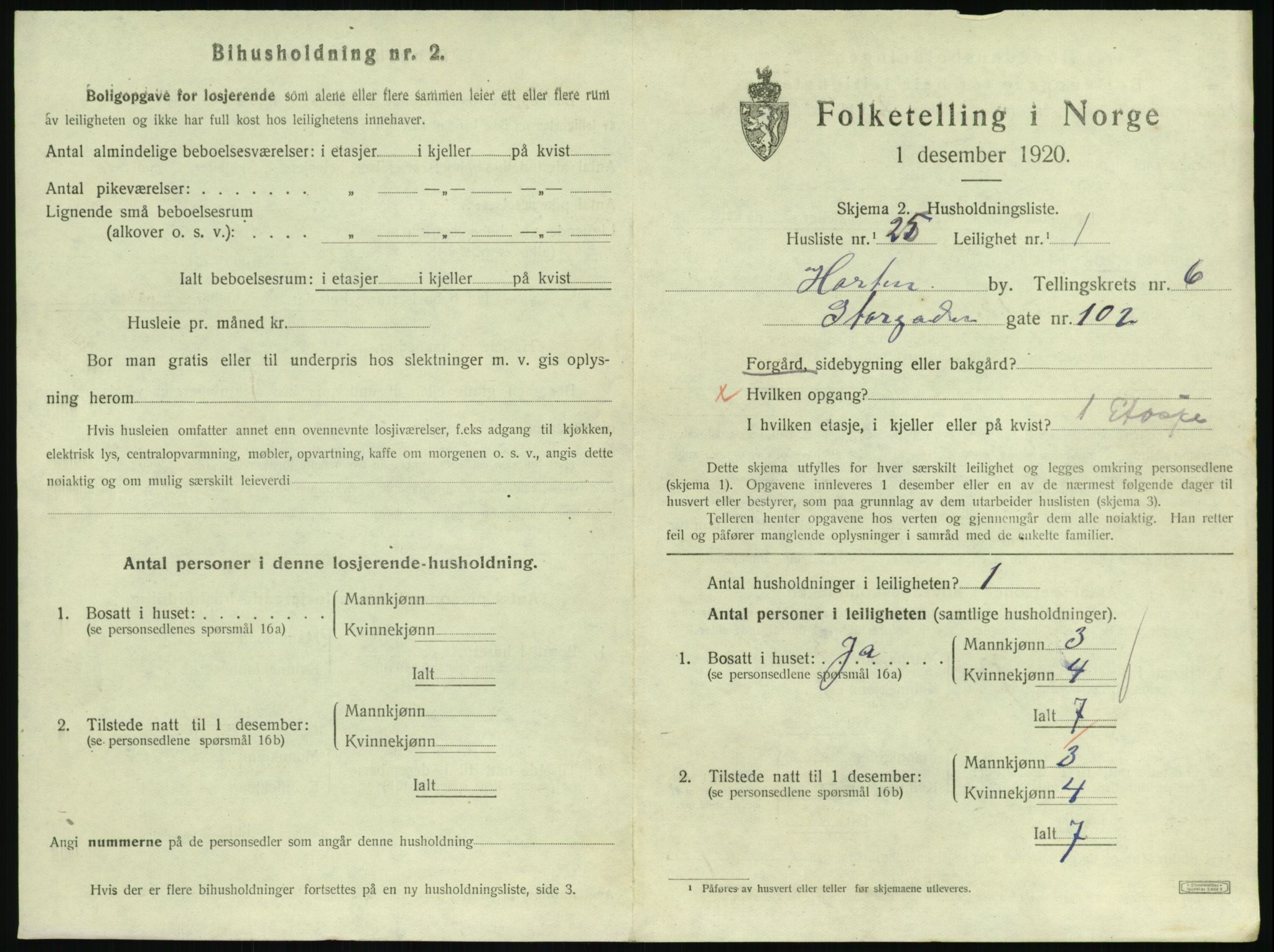 SAKO, 1920 census for Horten, 1920, p. 6445