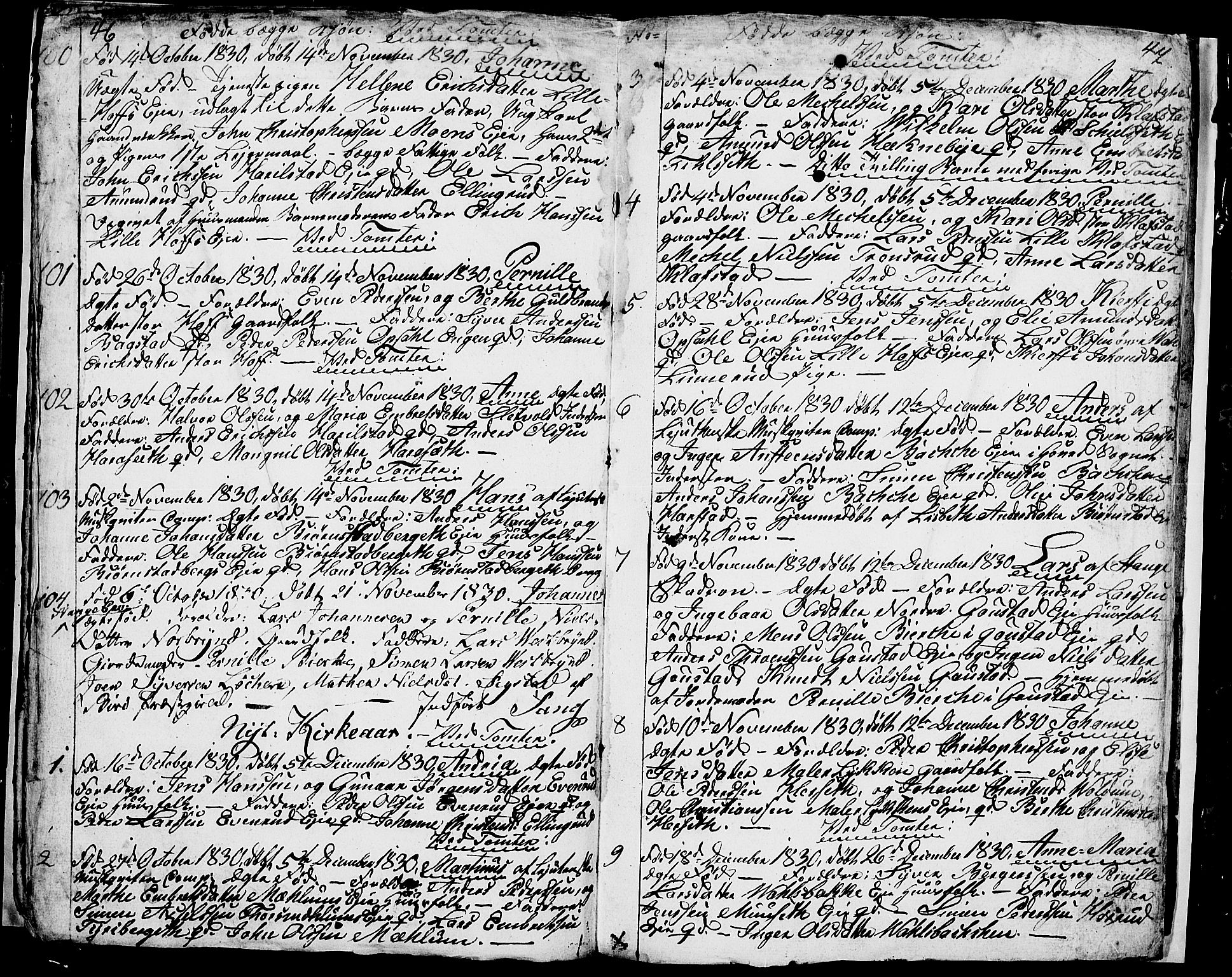 Romedal prestekontor, SAH/PREST-004/L/L0006: Parish register (copy) no. 6, 1828-1830, p. 46-47