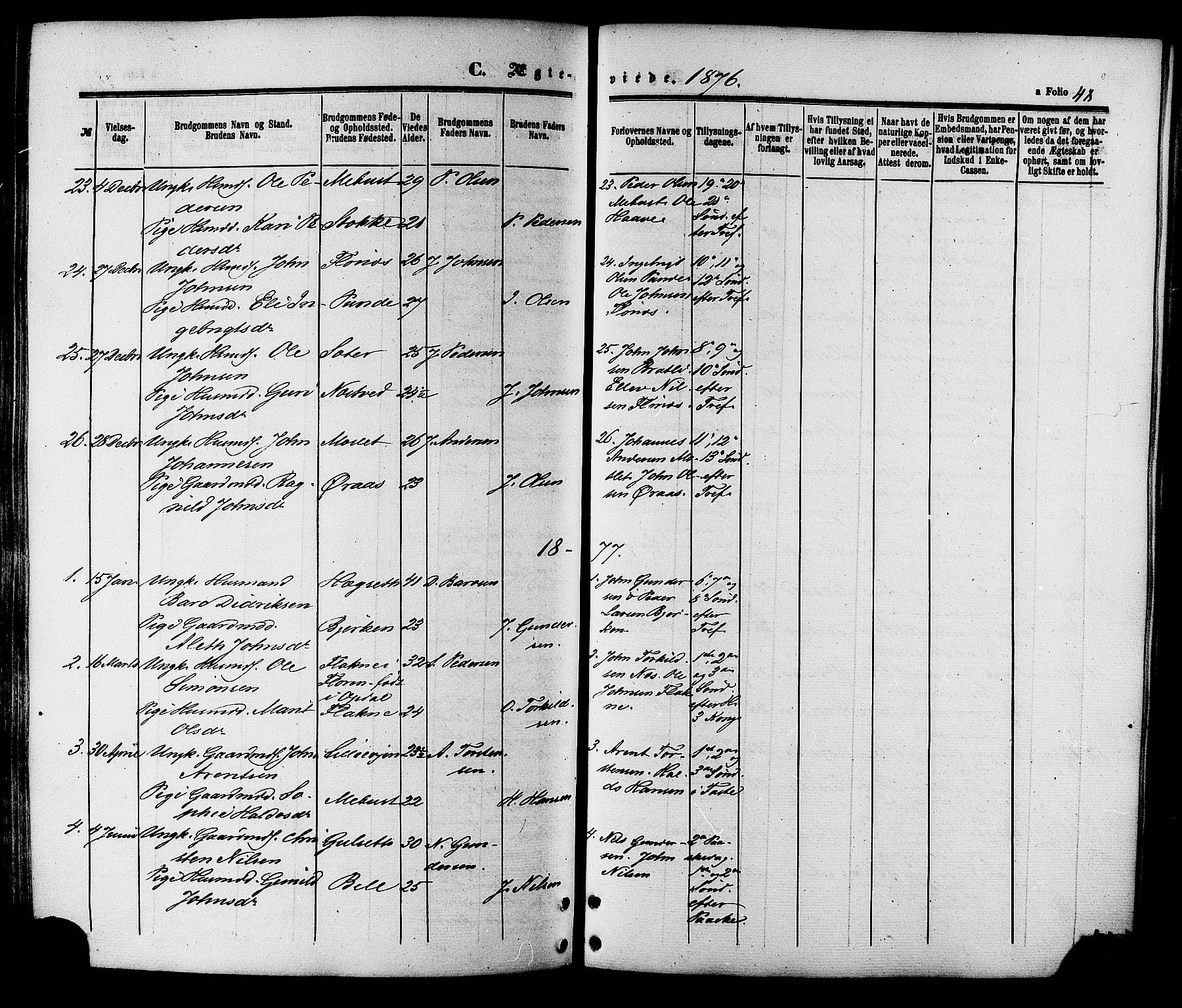 Ministerialprotokoller, klokkerbøker og fødselsregistre - Sør-Trøndelag, SAT/A-1456/695/L1147: Parish register (official) no. 695A07, 1860-1877, p. 48