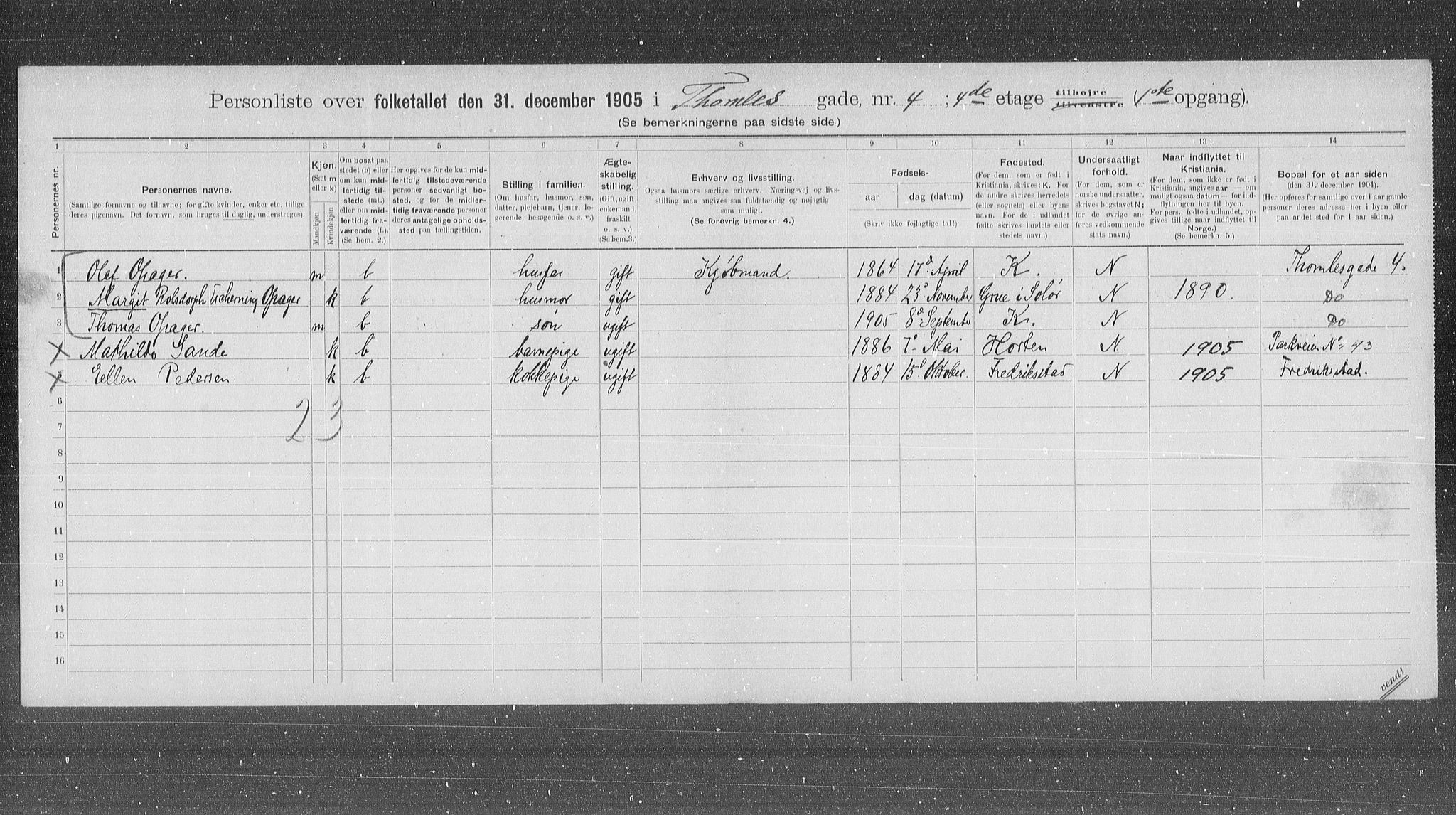 OBA, Municipal Census 1905 for Kristiania, 1905, p. 57188