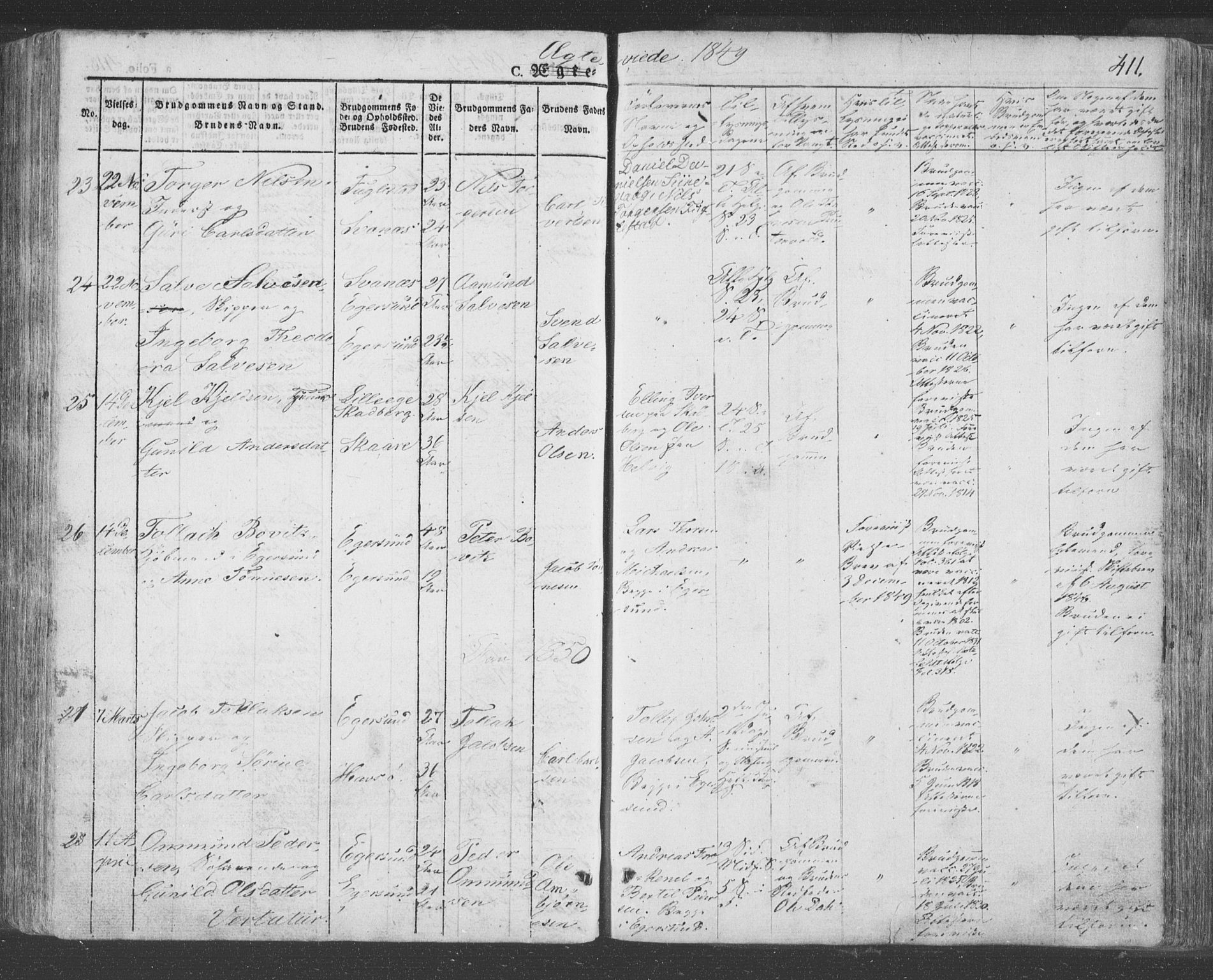 Eigersund sokneprestkontor, SAST/A-101807/S08/L0009: Parish register (official) no. A 9, 1827-1850, p. 411