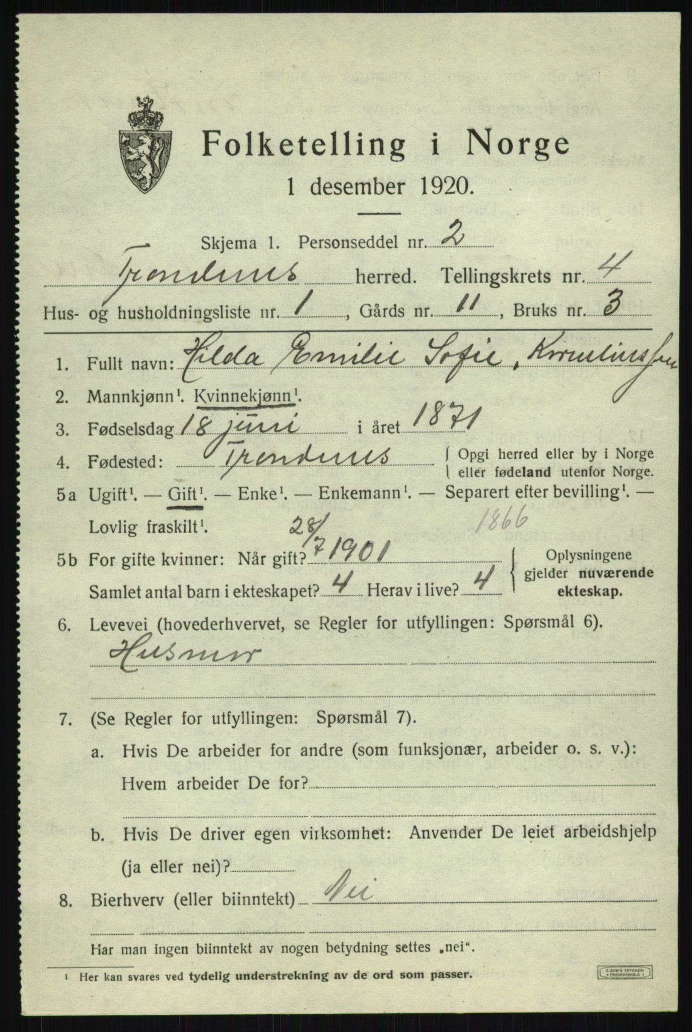 SATØ, 1920 census for Trondenes, 1920, p. 4851