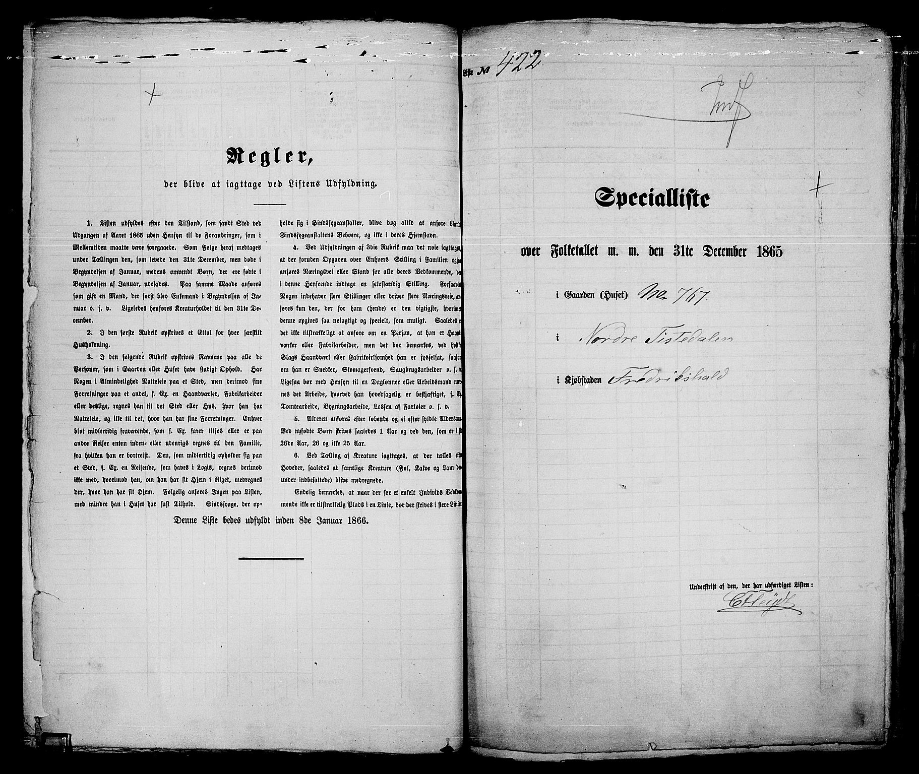 RA, 1865 census for Fredrikshald, 1865, p. 847