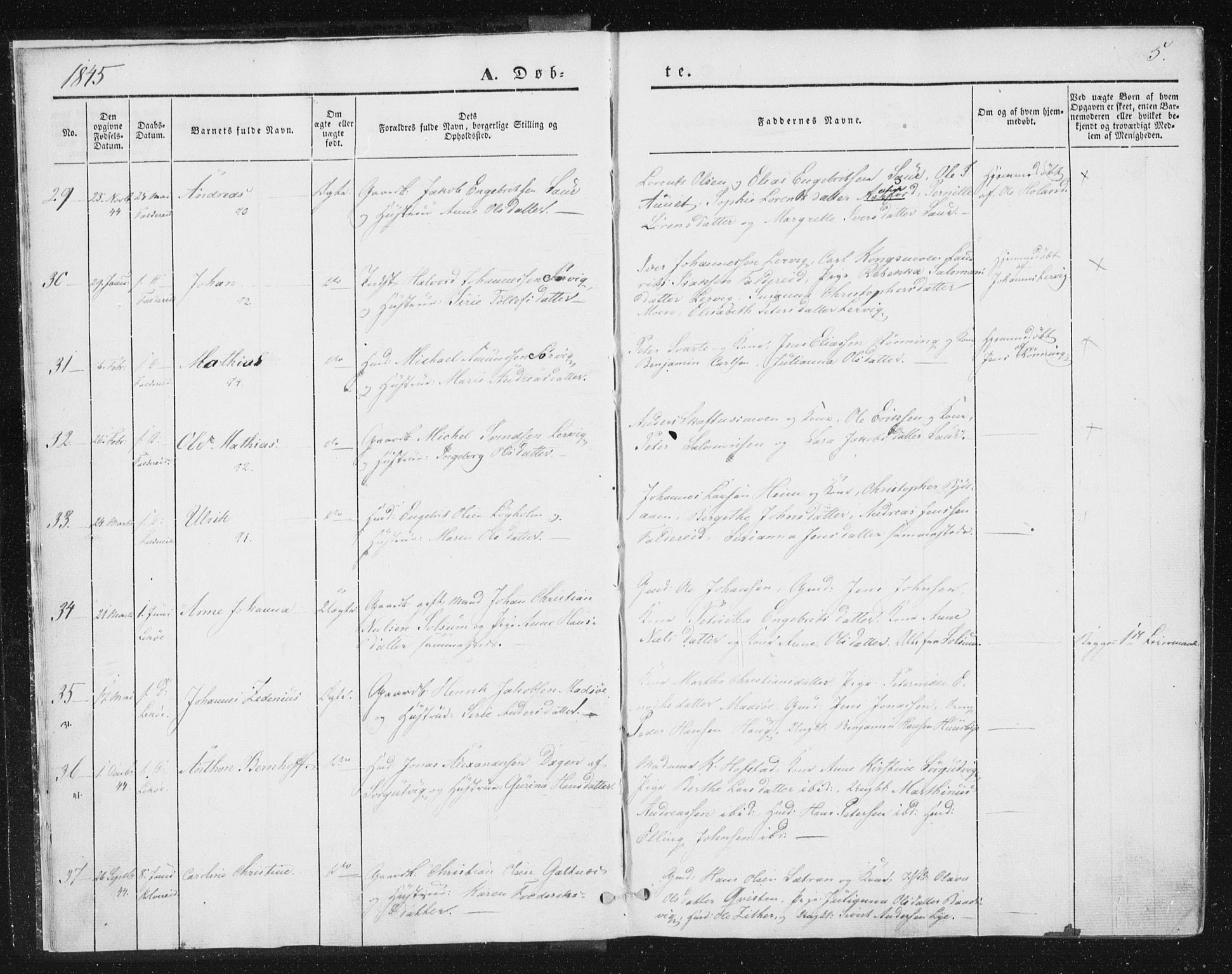 Ministerialprotokoller, klokkerbøker og fødselsregistre - Nord-Trøndelag, AV/SAT-A-1458/780/L0640: Parish register (official) no. 780A05, 1845-1856, p. 5