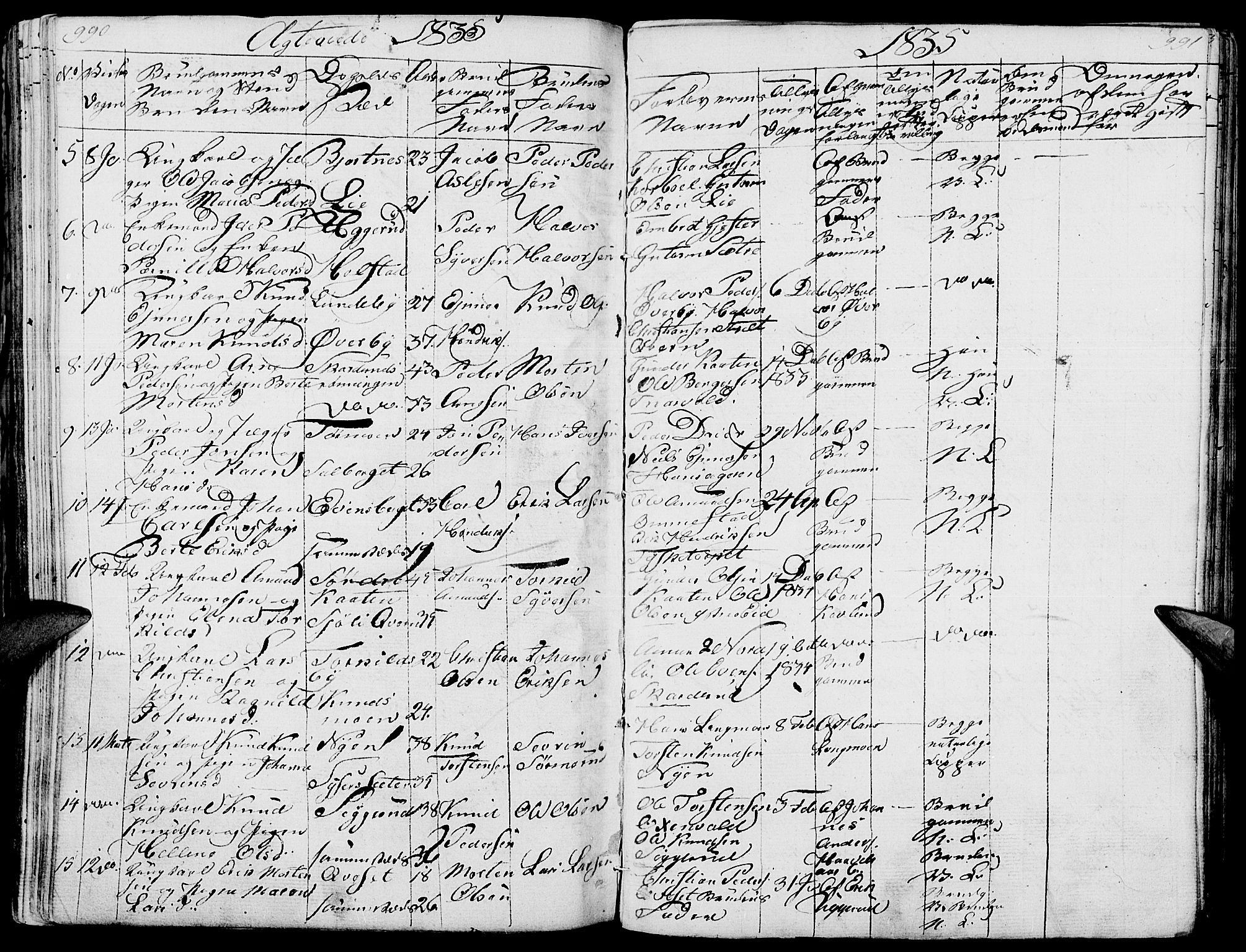 Hof prestekontor, SAH/PREST-038/H/Ha/Haa/L0006: Parish register (official) no. 6, 1822-1841, p. 990-991