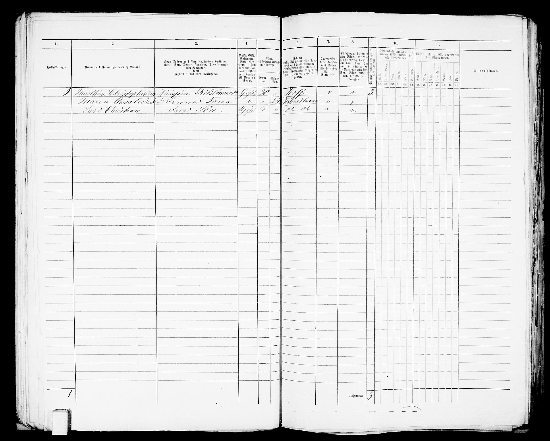 RA, 1865 census for Botne/Holmestrand, 1865, p. 45