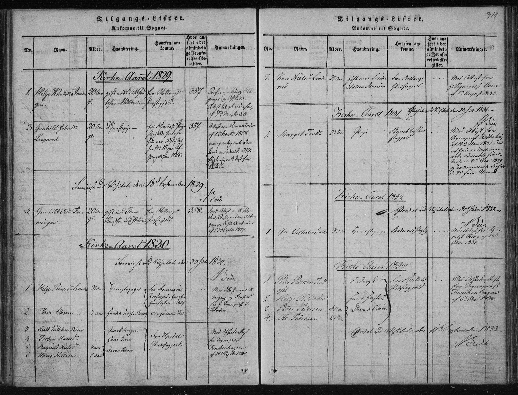 Tinn kirkebøker, SAKO/A-308/F/Fa/L0004: Parish register (official) no. I 4, 1815-1843, p. 313b-314a