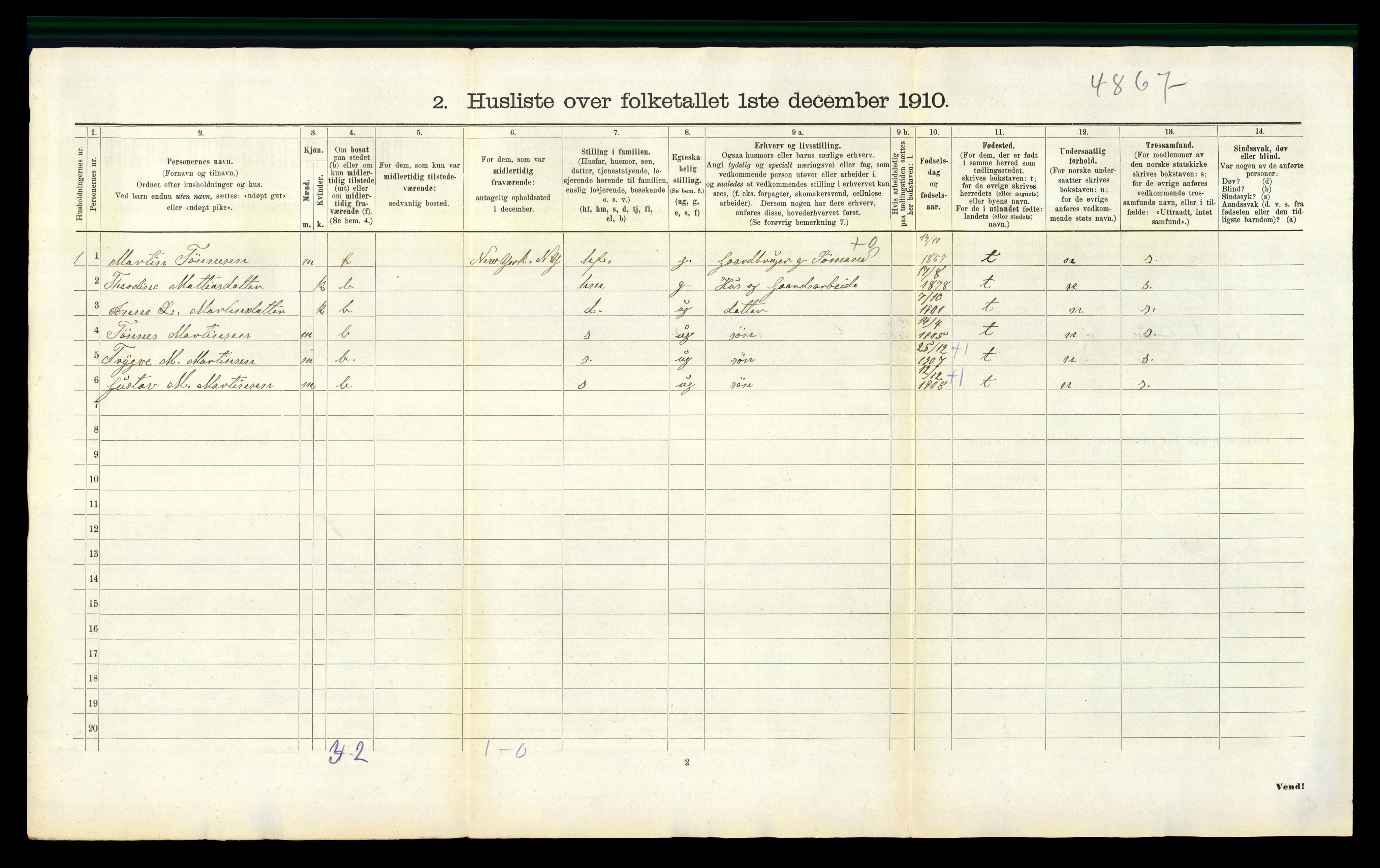 RA, 1910 census for Feda, 1910, p. 30