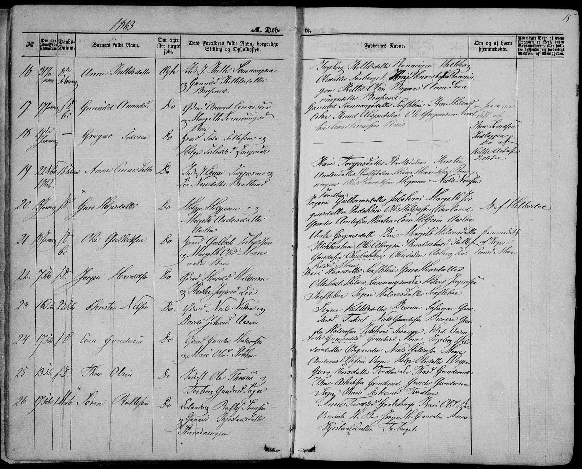 Bø kirkebøker, AV/SAKO-A-257/F/Fa/L0009: Parish register (official) no. 9, 1862-1879, p. 15