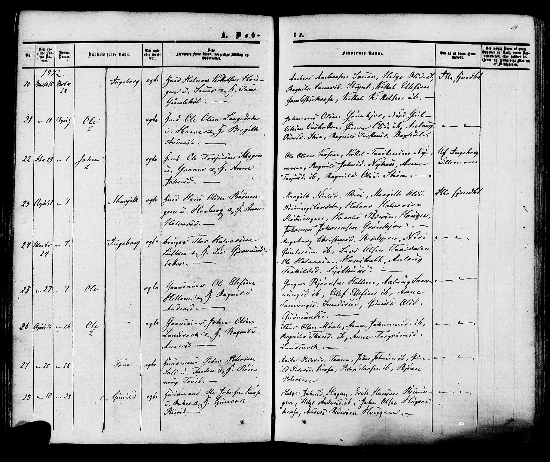 Heddal kirkebøker, AV/SAKO-A-268/F/Fa/L0007: Parish register (official) no. I 7, 1855-1877, p. 119