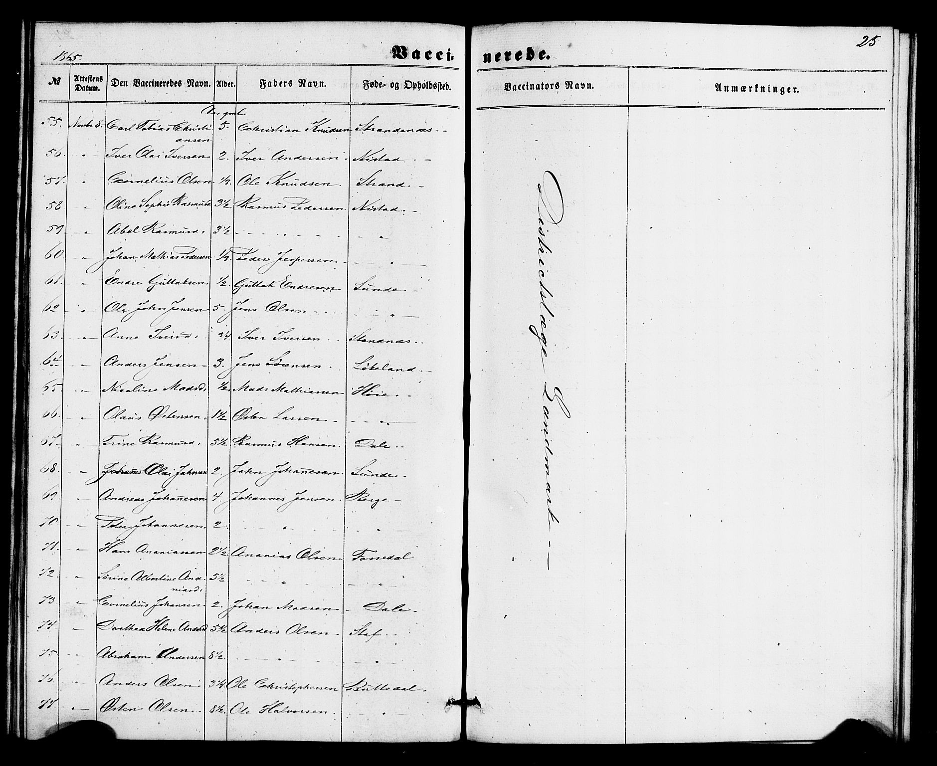 Fjaler sokneprestembete, AV/SAB-A-79801/H/Haa/Haaa/L0011: Parish register (official) no. A 11, 1860-1867, p. 25