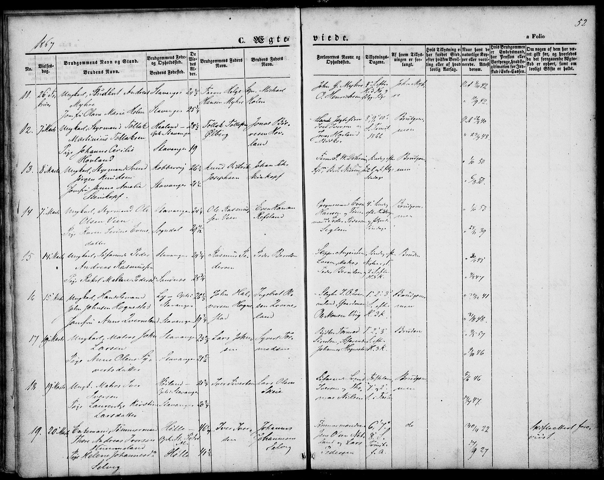 St. Petri sokneprestkontor, AV/SAST-A-101813/001/30/30BA/L0002: Parish register (official) no. A 2, 1861-1869, p. 52