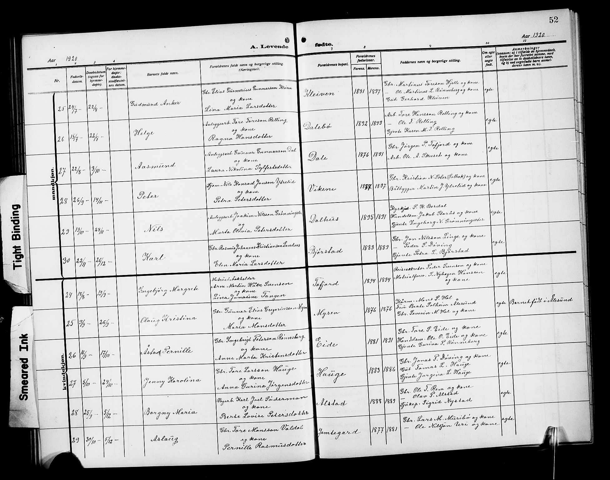 Ministerialprotokoller, klokkerbøker og fødselsregistre - Møre og Romsdal, SAT/A-1454/519/L0265: Parish register (copy) no. 519C06, 1911-1921, p. 52