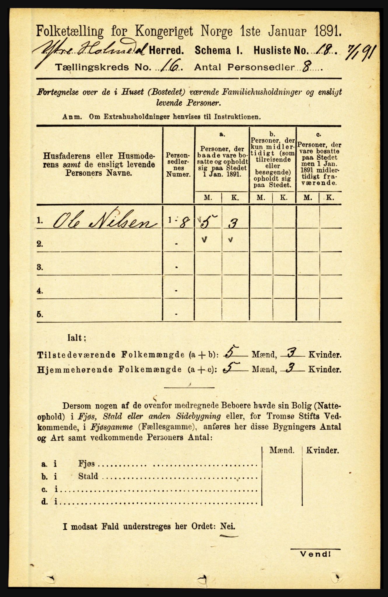 RA, 1891 census for 1429 Ytre Holmedal, 1891, p. 4214