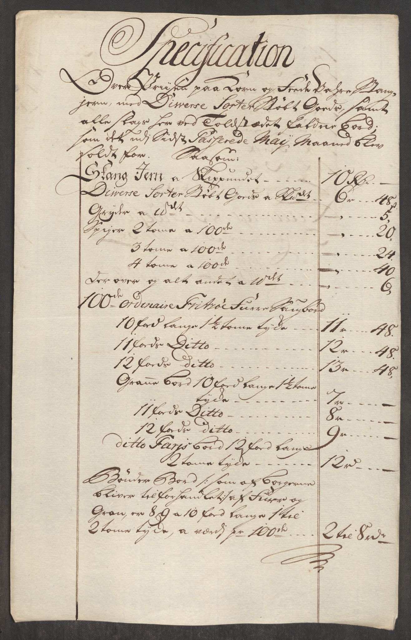 Rentekammeret inntil 1814, Realistisk ordnet avdeling, AV/RA-EA-4070/Oe/L0001: [Ø1]: Priskuranter, 1712-1739, p. 767