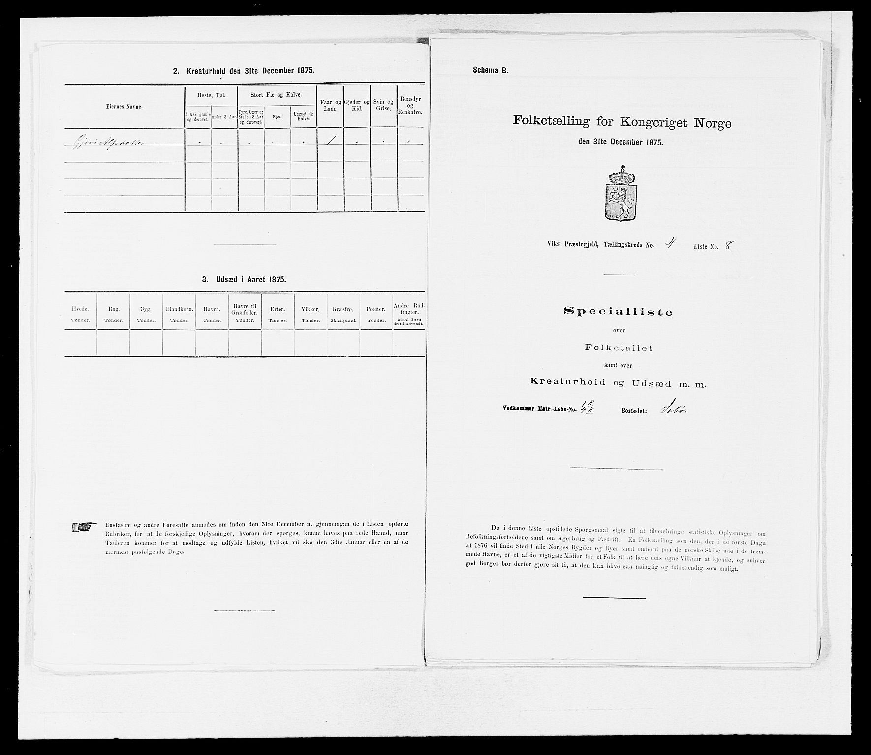 SAB, 1875 census for 1417P Vik, 1875, p. 398