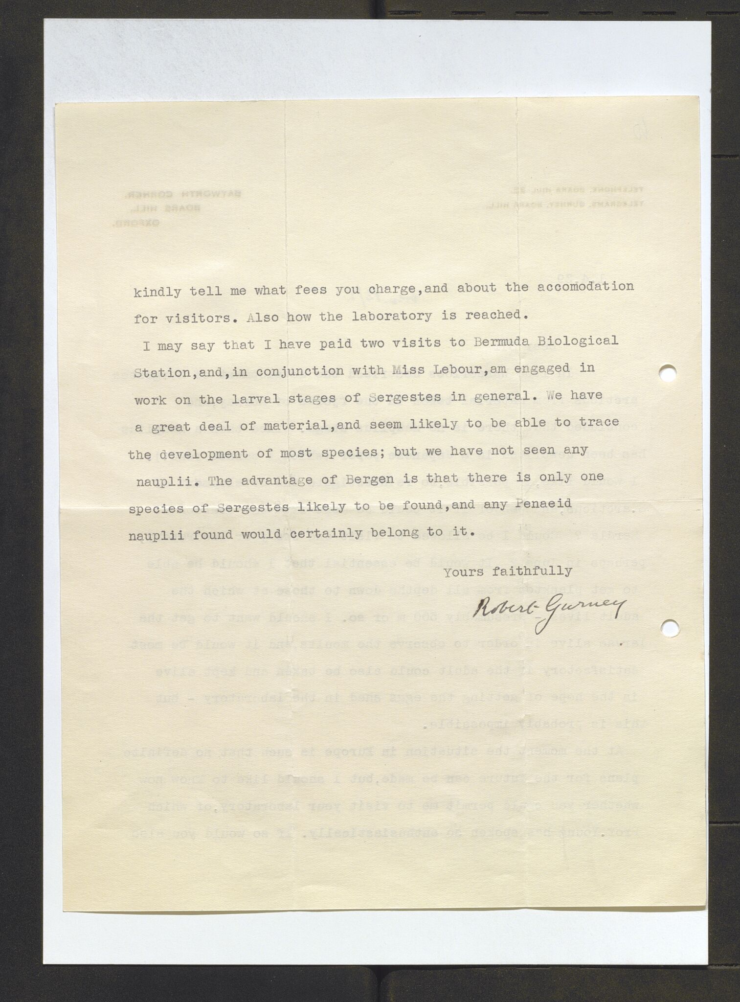 Bergens Museum, AV/SAB-A-17301/13/D/L0002: Korrespondanse , 1928-1940, p. 497