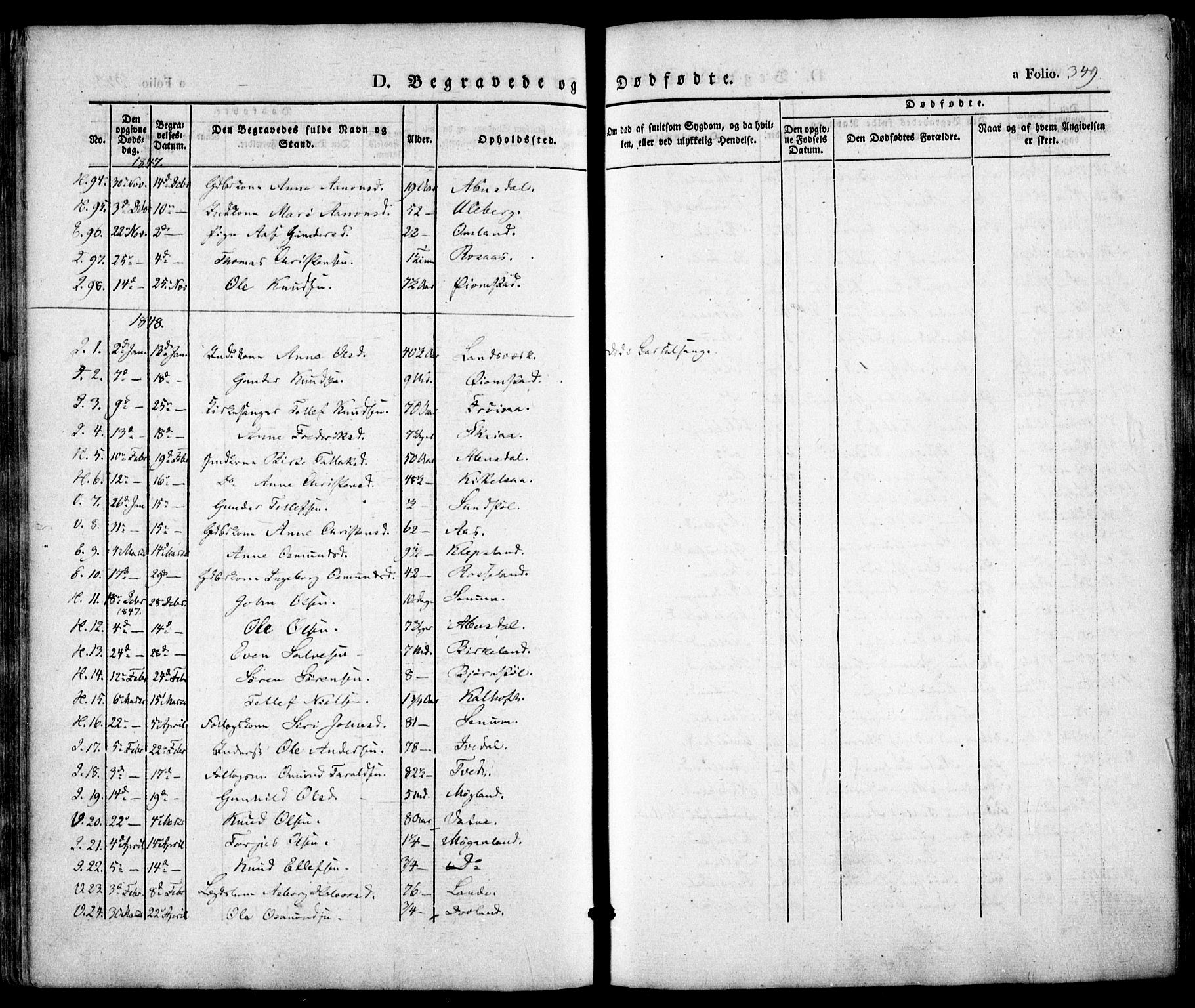 Evje sokneprestkontor, SAK/1111-0008/F/Fa/Faa/L0005: Parish register (official) no. A 5, 1843-1865, p. 349