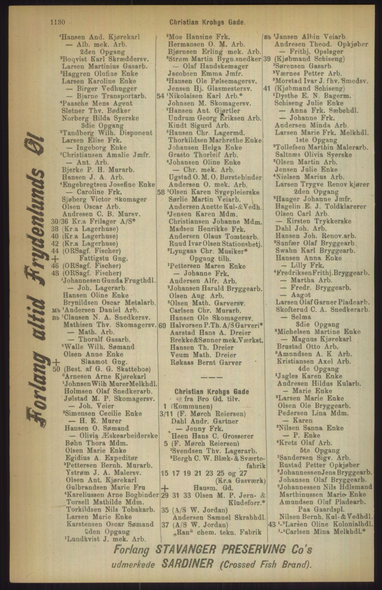 Kristiania/Oslo adressebok, PUBL/-, 1911, p. 1130