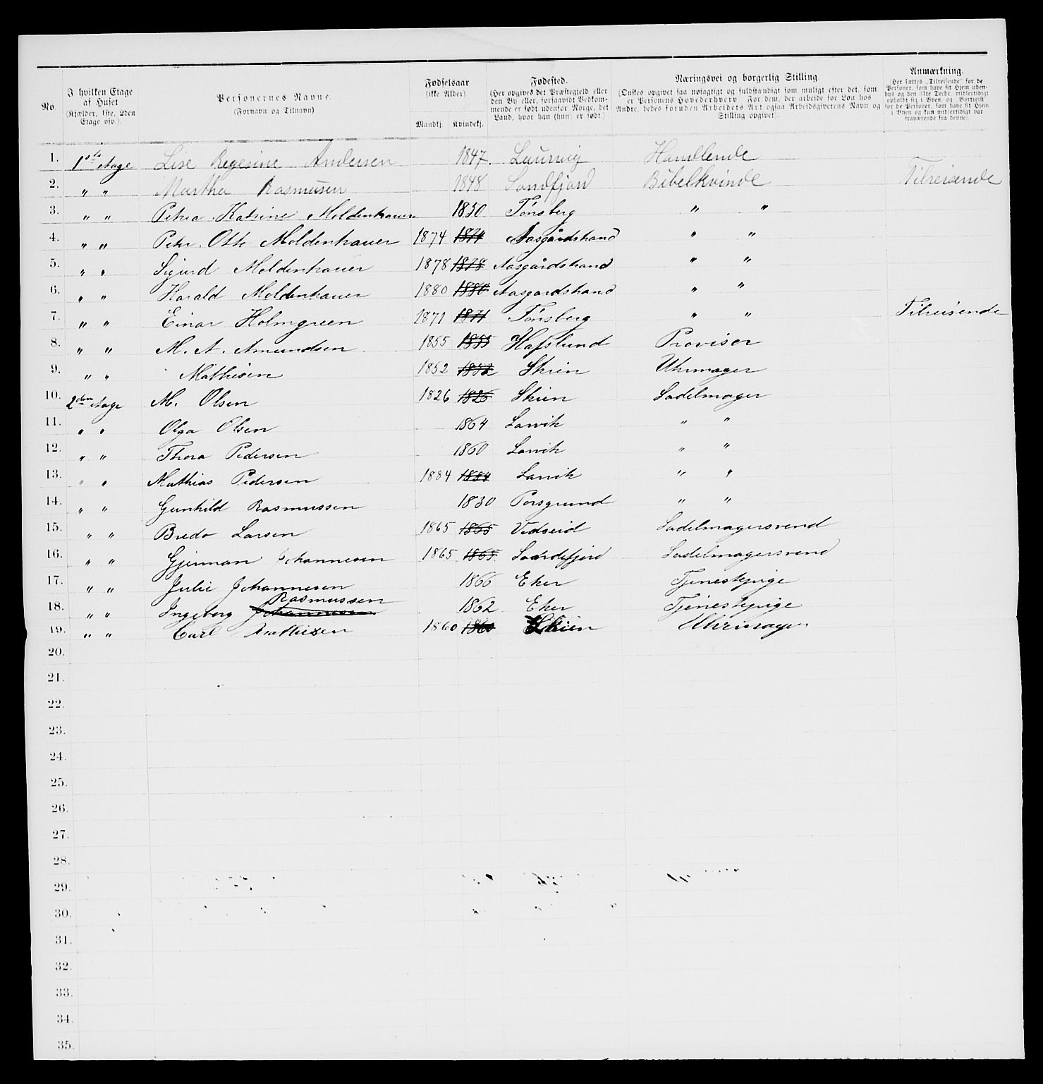 SAKO, 1885 census for 0707 Larvik, 1885, p. 232