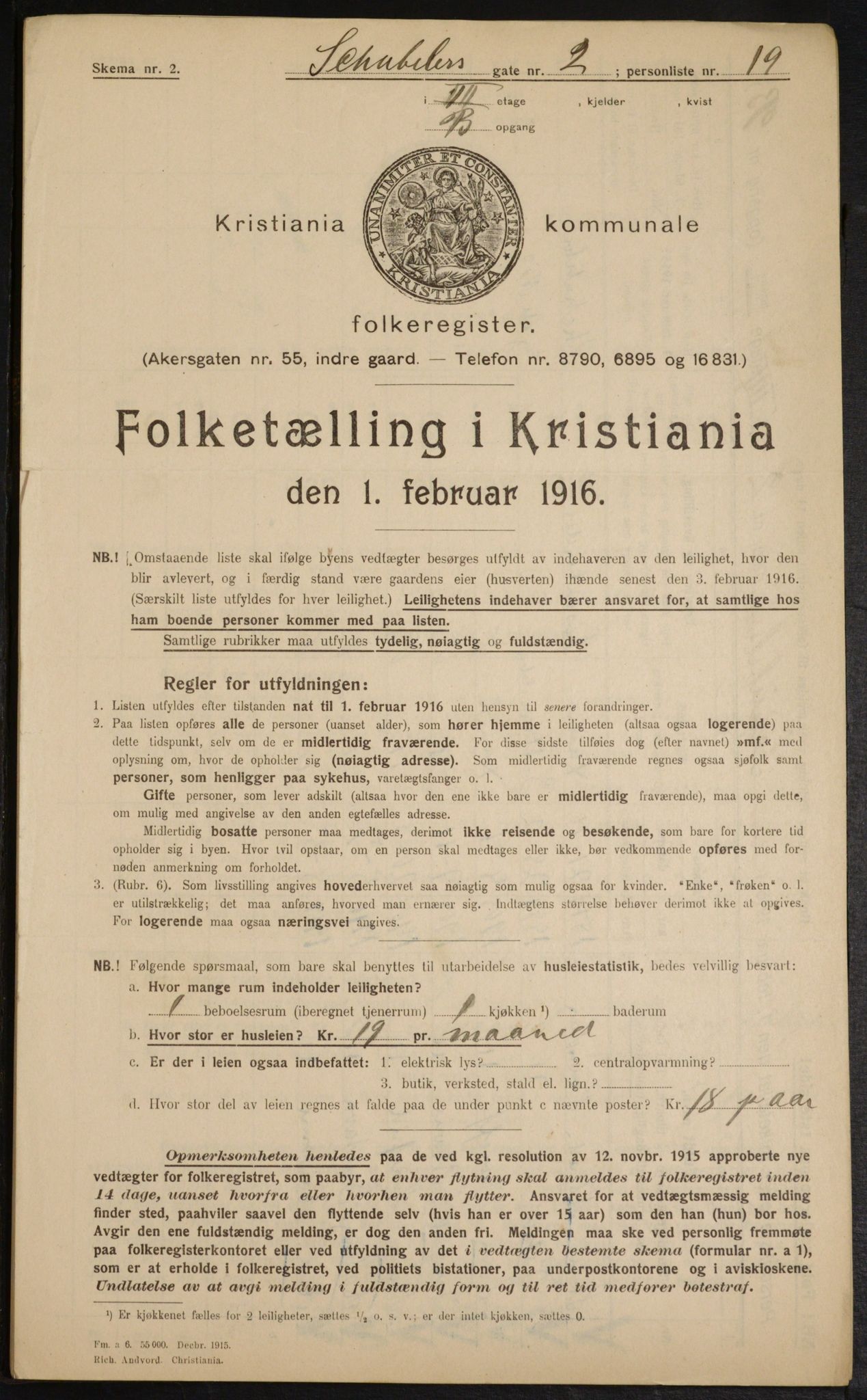 OBA, Municipal Census 1916 for Kristiania, 1916, p. 95104