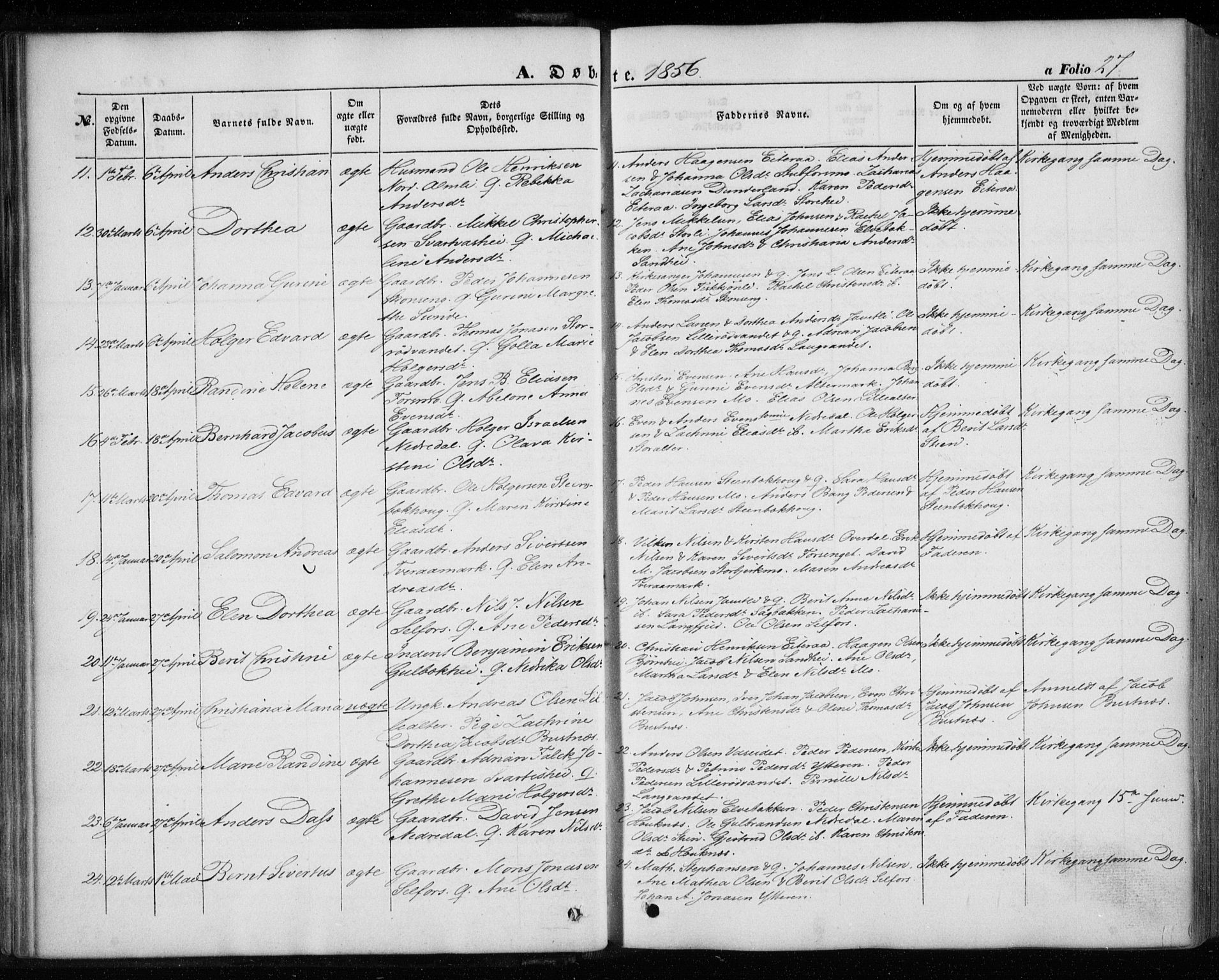 Ministerialprotokoller, klokkerbøker og fødselsregistre - Nordland, AV/SAT-A-1459/827/L0392: Parish register (official) no. 827A04, 1853-1866, p. 27