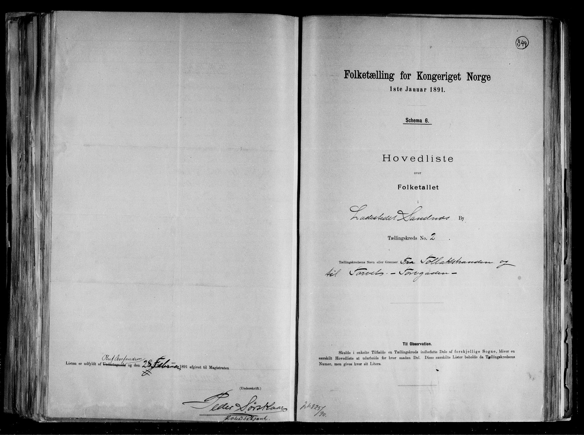 RA, 1891 census for 1102 Sandnes, 1891, p. 6