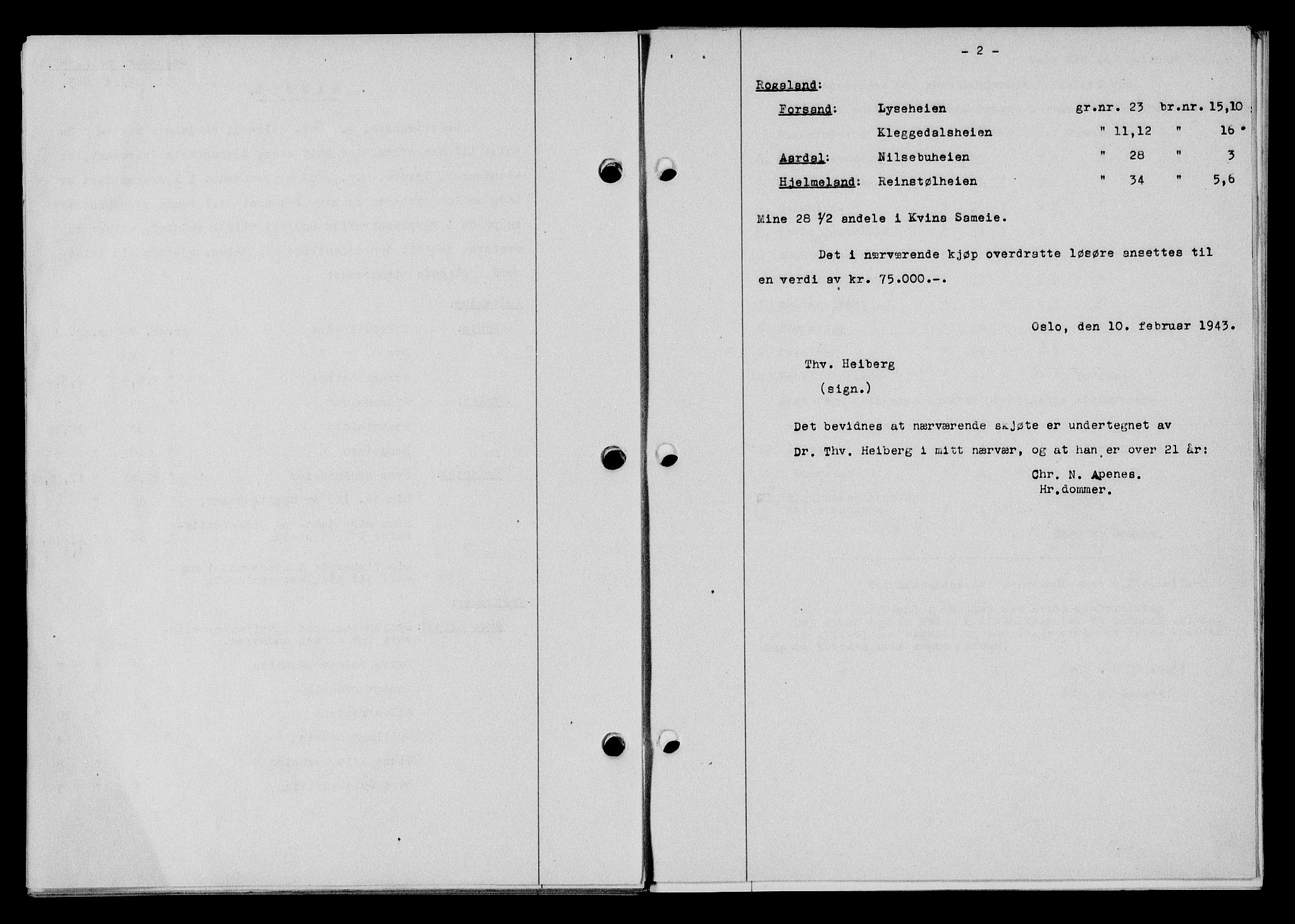 Flekkefjord sorenskriveri, SAK/1221-0001/G/Gb/Gba/L0058: Mortgage book no. A-6, 1942-1944, Diary no: : 661/1943