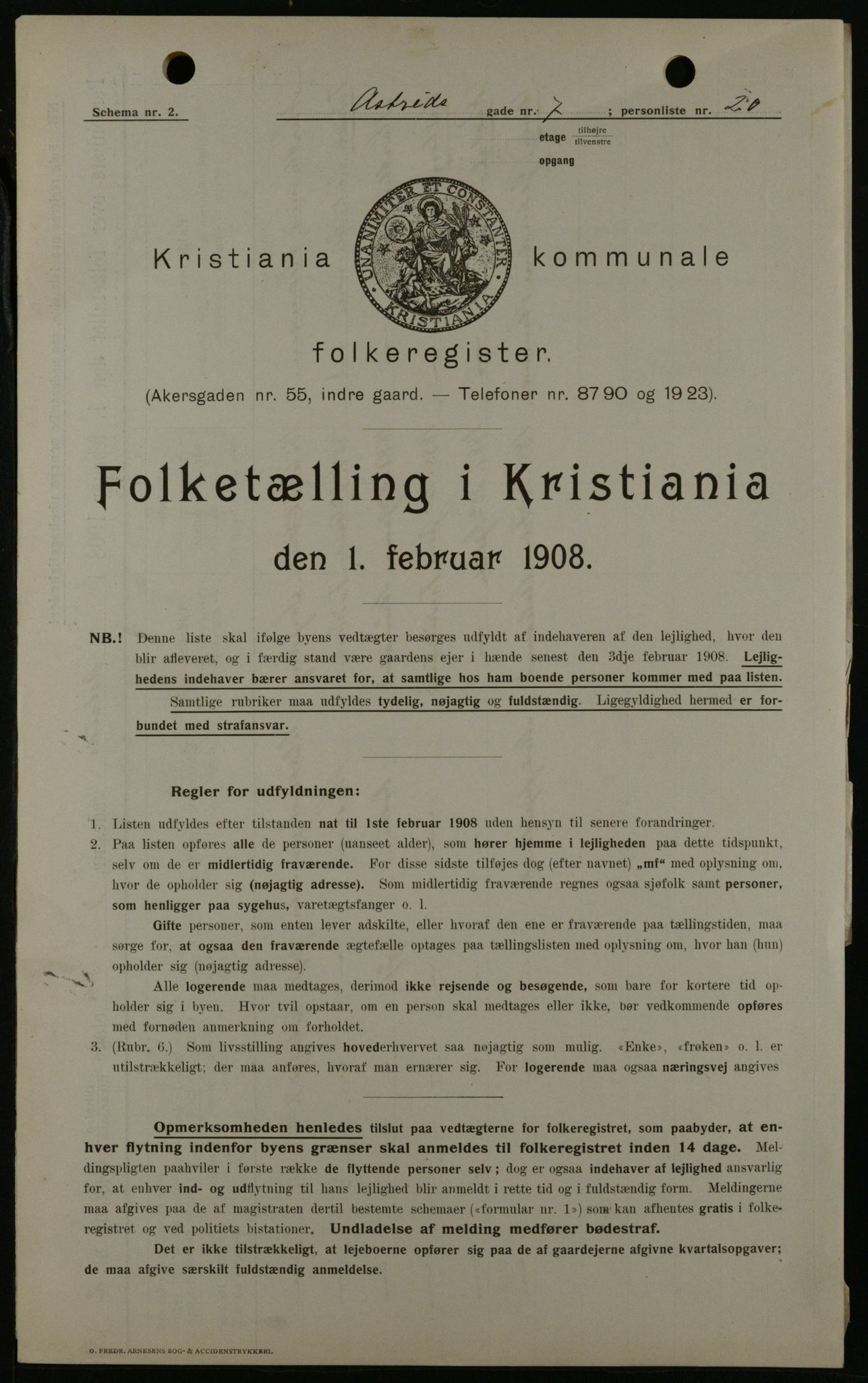 OBA, Municipal Census 1908 for Kristiania, 1908, p. 15954