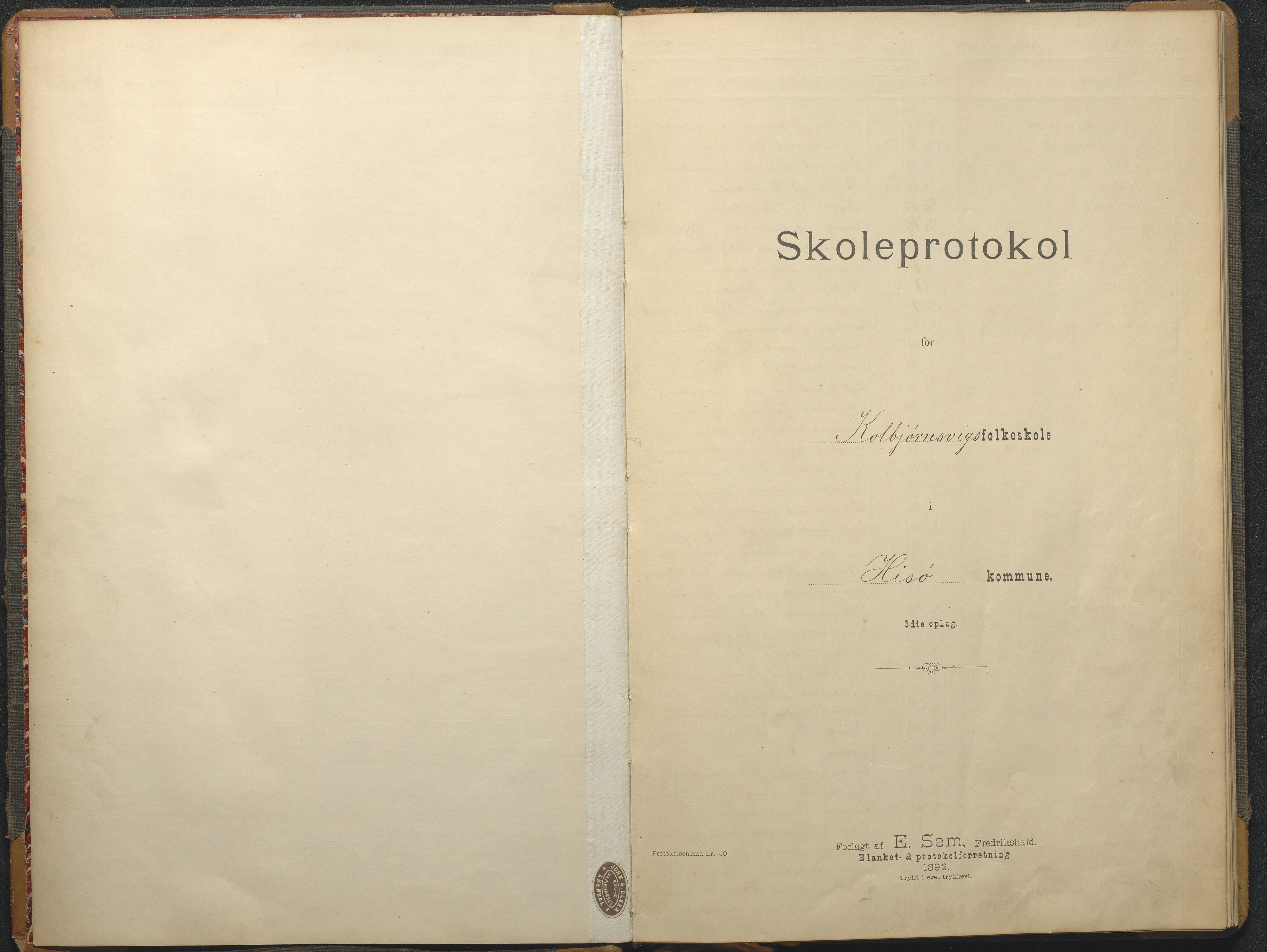 Hisøy kommune frem til 1991, AAKS/KA0922-PK/32/L0015: Skoleprotokoll, 1893-1922