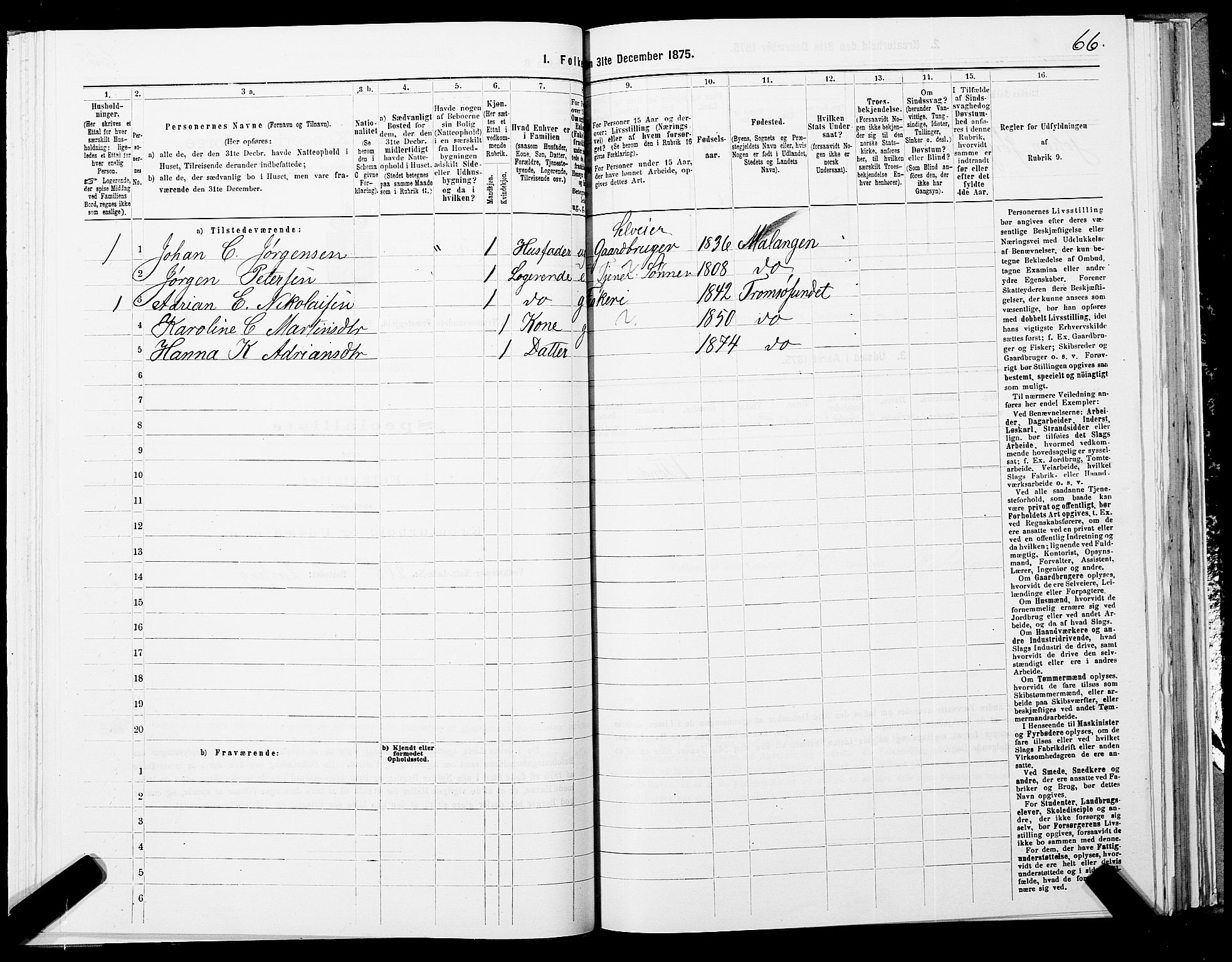 SATØ, 1875 census for 1934P Tromsøysund, 1875, p. 3066