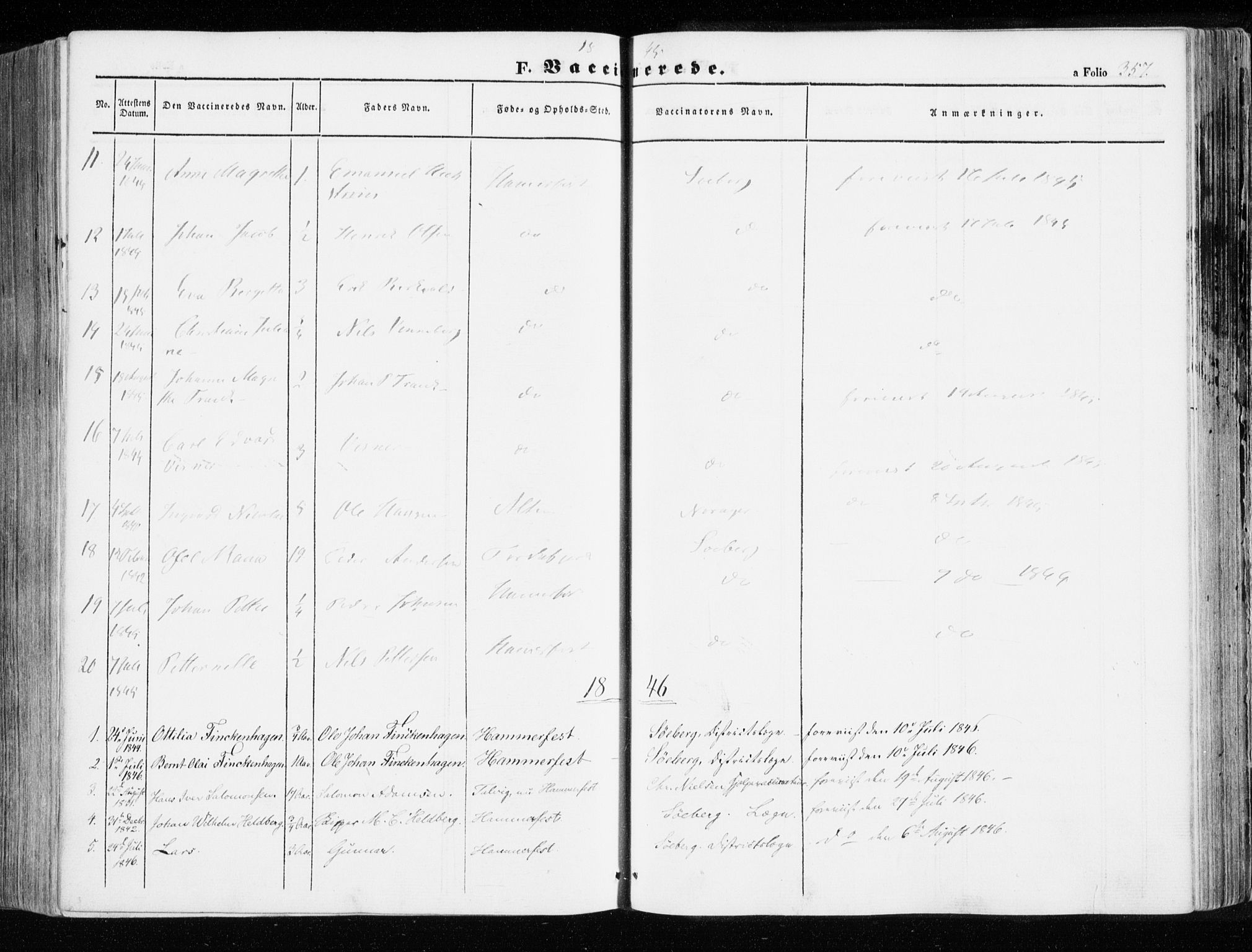 Hammerfest sokneprestkontor, SATØ/S-1347/H/Ha/L0004.kirke: Parish register (official) no. 4, 1843-1856, p. 357