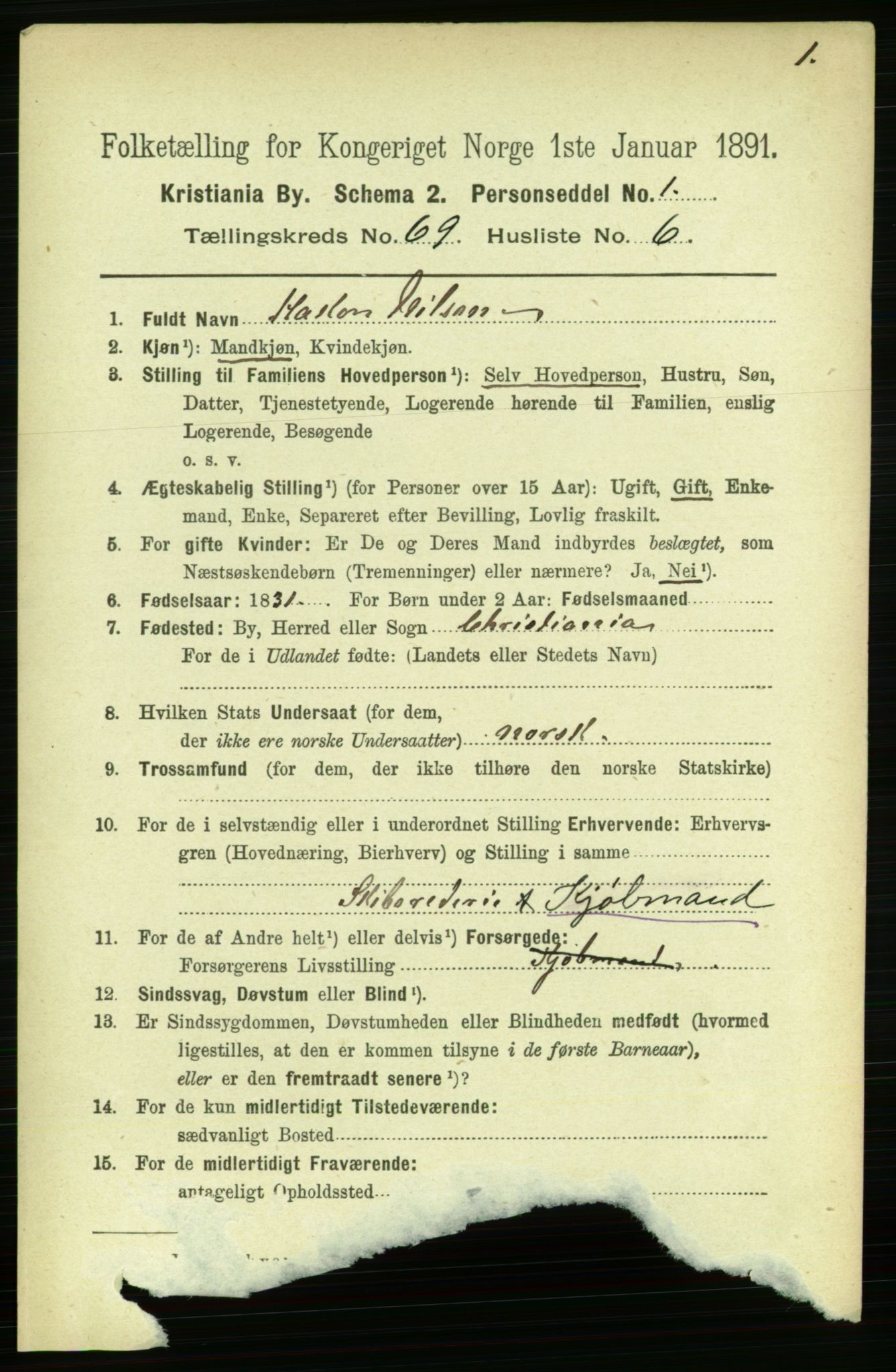 RA, 1891 census for 0301 Kristiania, 1891, p. 38303