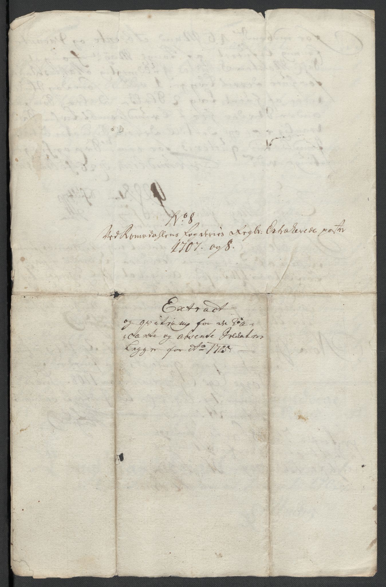 Rentekammeret inntil 1814, Reviderte regnskaper, Fogderegnskap, AV/RA-EA-4092/R55/L3658: Fogderegnskap Romsdal, 1707-1708, p. 397