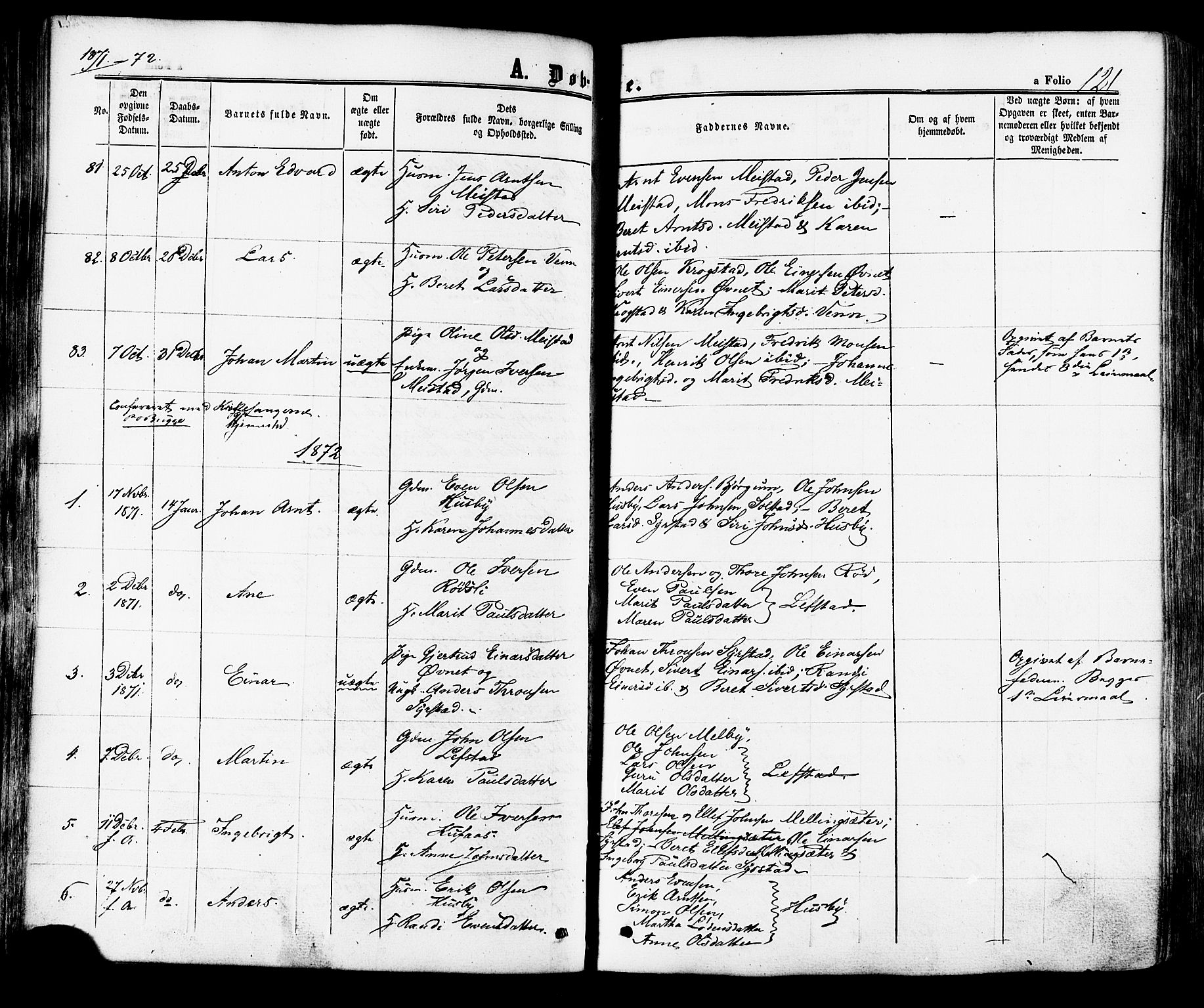 Ministerialprotokoller, klokkerbøker og fødselsregistre - Sør-Trøndelag, SAT/A-1456/665/L0772: Parish register (official) no. 665A07, 1856-1878, p. 121