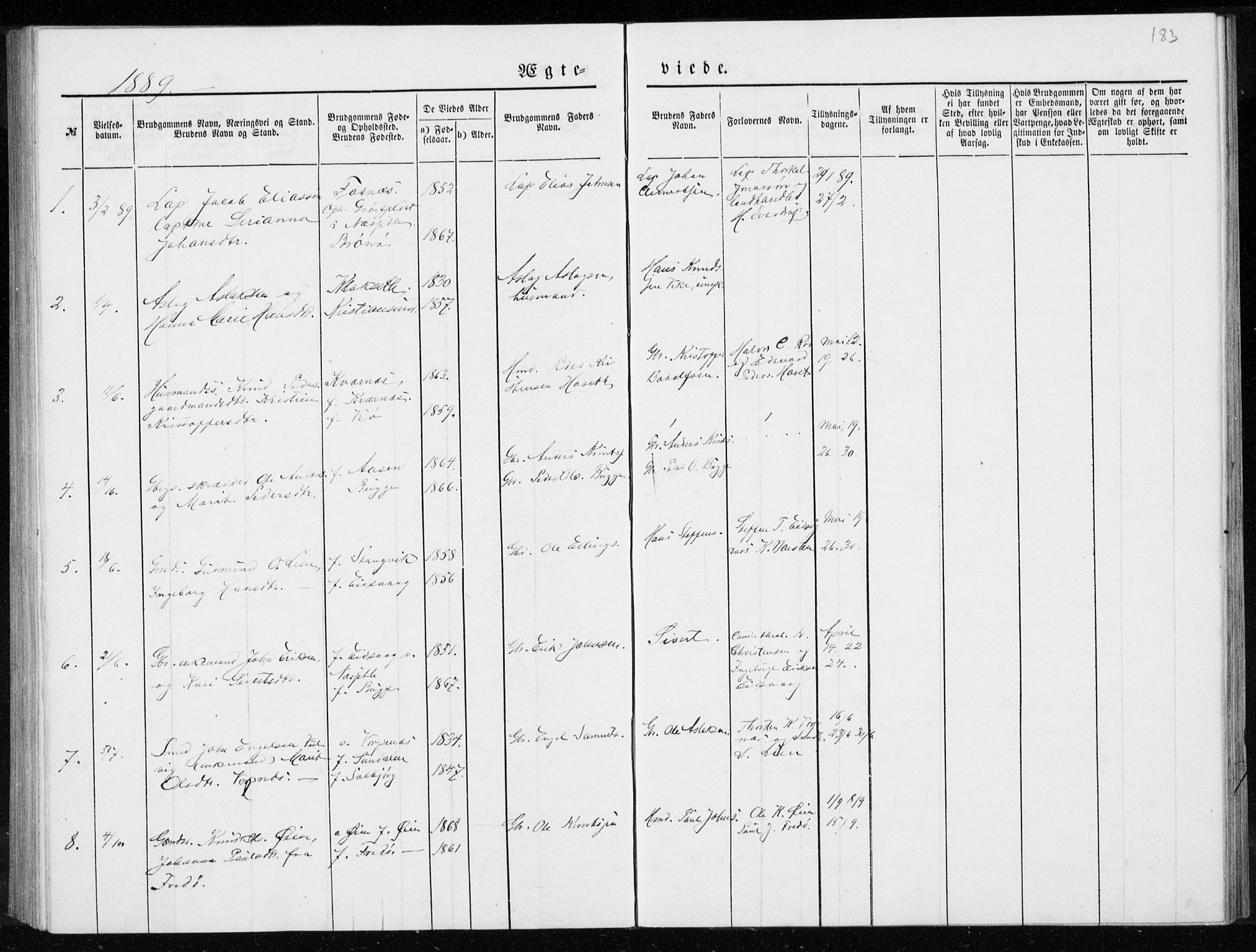 Ministerialprotokoller, klokkerbøker og fødselsregistre - Møre og Romsdal, SAT/A-1454/551/L0631: Parish register (copy) no. 551C03, 1886-1894, p. 183