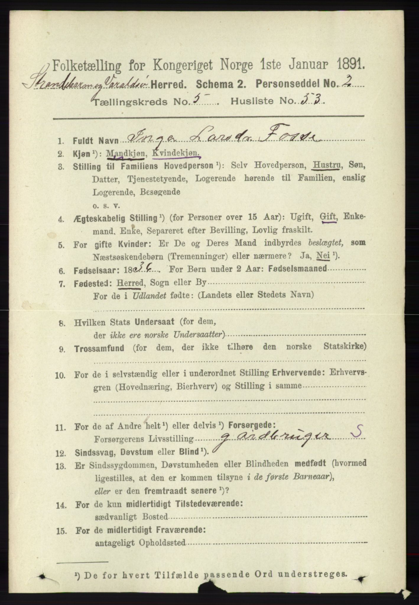 RA, 1891 census for 1226 Strandebarm og Varaldsøy, 1891, p. 2169