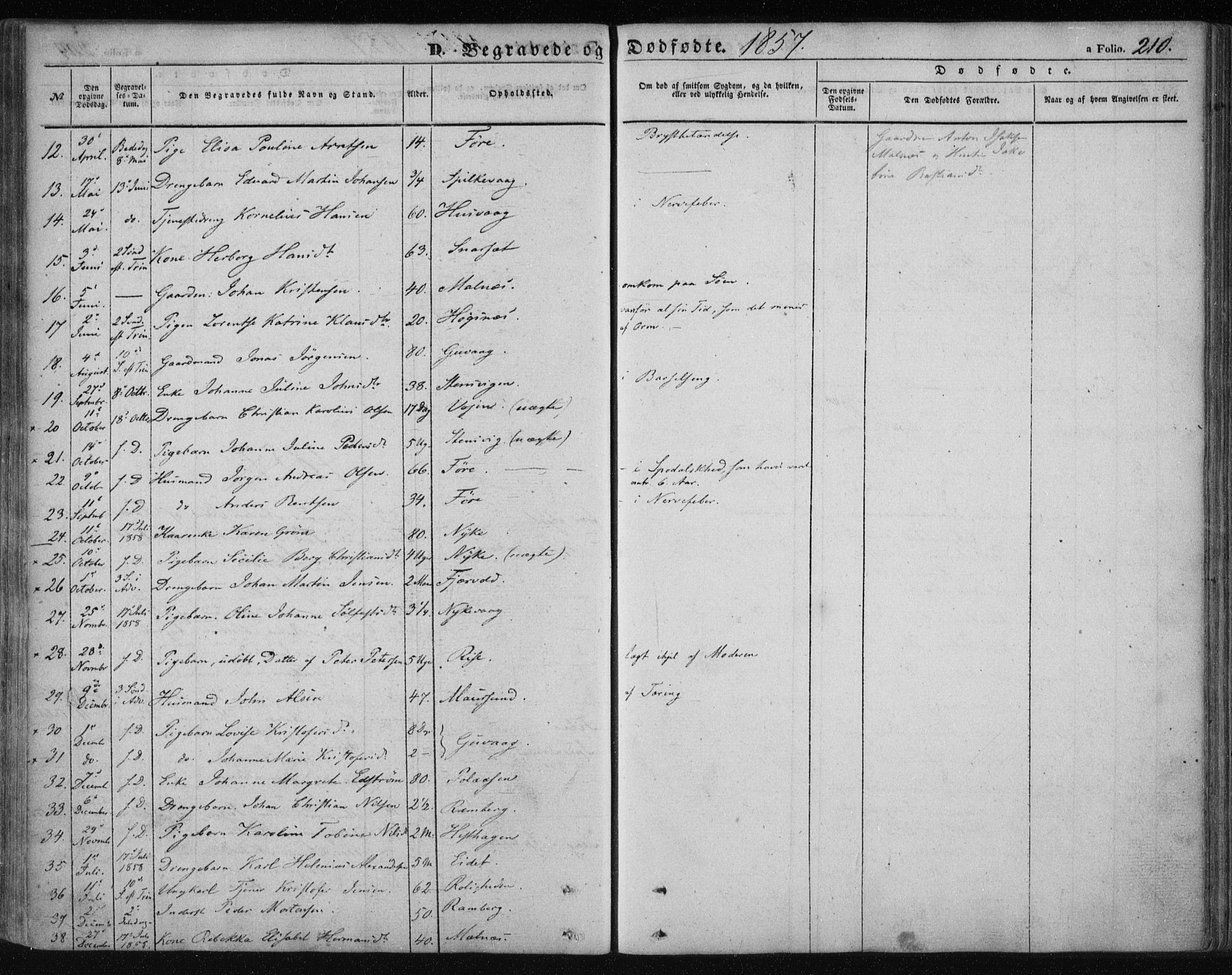 Ministerialprotokoller, klokkerbøker og fødselsregistre - Nordland, AV/SAT-A-1459/891/L1300: Parish register (official) no. 891A05, 1856-1870, p. 210