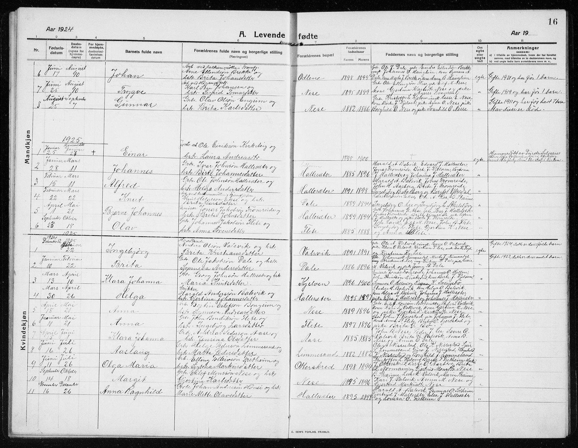 Vik sokneprestembete, SAB/A-81501: Parish register (copy) no. B 4, 1913-1938, p. 16