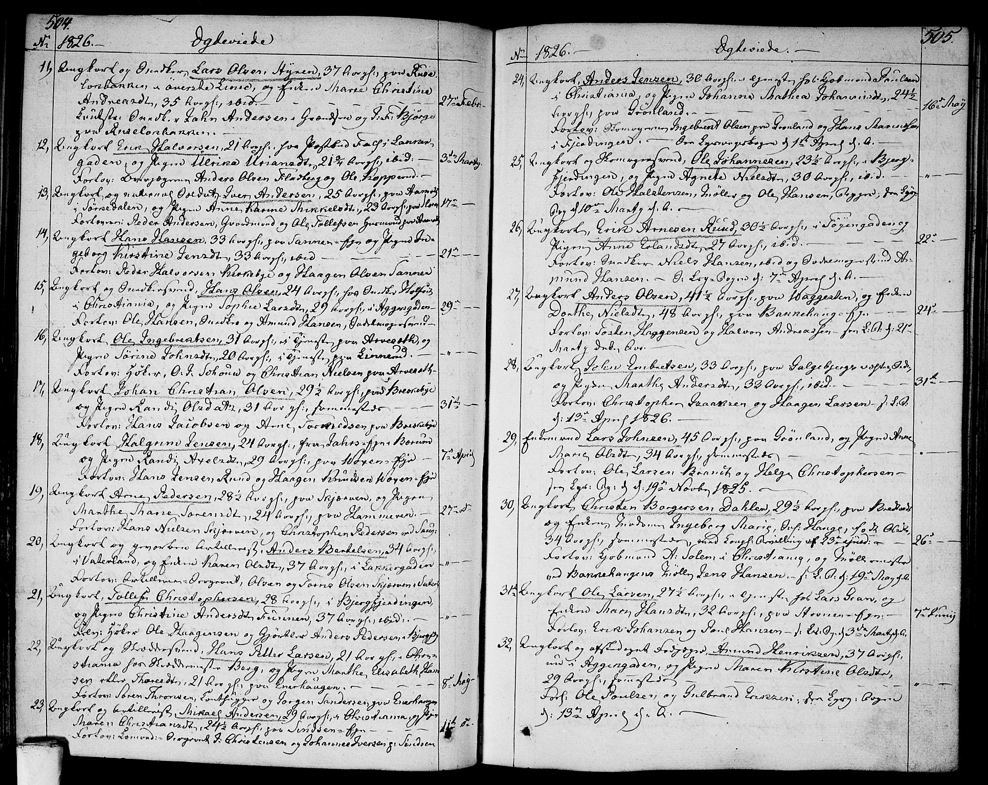 Aker prestekontor kirkebøker, SAO/A-10861/F/L0012: Parish register (official) no. 12, 1819-1828, p. 504-505
