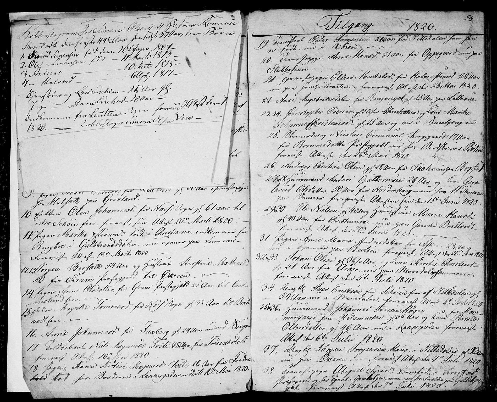 Aker prestekontor kirkebøker, SAO/A-10861/F/L0014a: Parish register (official) no. 14A, 1820-1833, p. 2-3