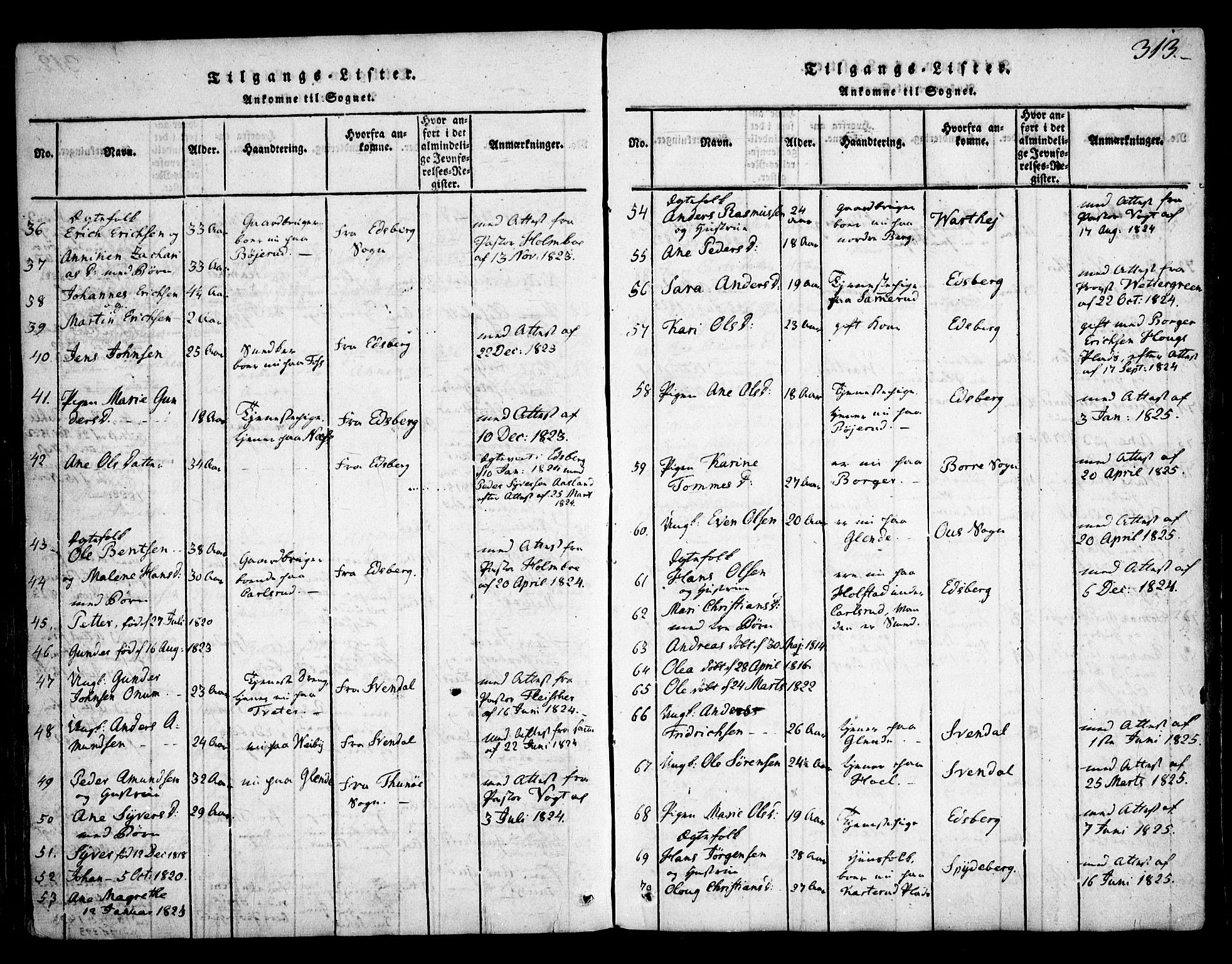 Skiptvet prestekontor Kirkebøker, SAO/A-20009/F/Fa/L0005: Parish register (official) no. 5, 1814-1838, p. 313