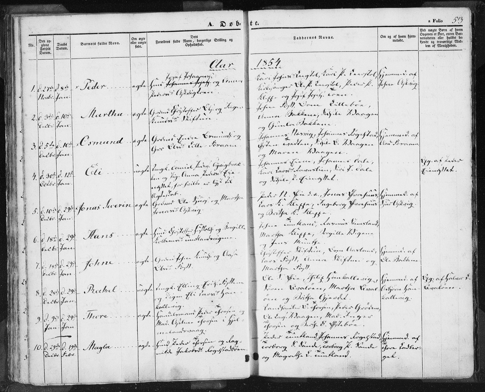 Hjelmeland sokneprestkontor, AV/SAST-A-101843/01/IV/L0009: Parish register (official) no. A 9, 1846-1860, p. 53