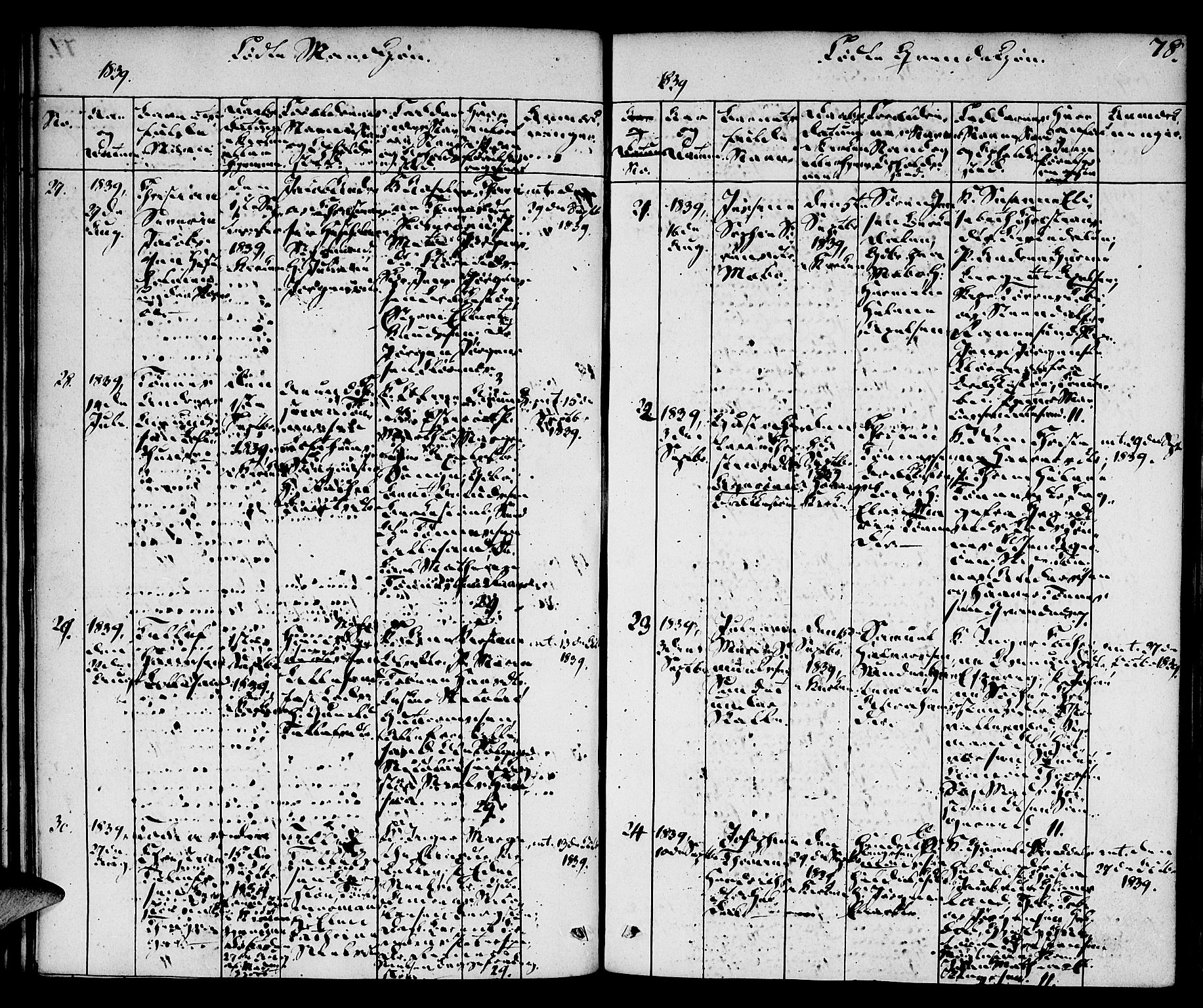Vestre Moland sokneprestkontor, AV/SAK-1111-0046/F/Fa/Fab/L0004: Parish register (official) no. A 4, 1835-1843, p. 78