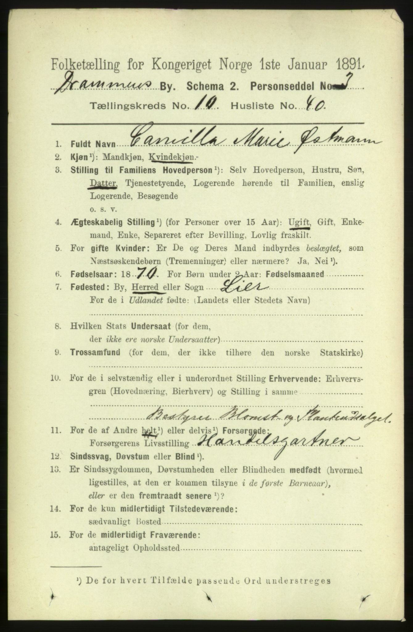 RA, 1891 census for 0602 Drammen, 1891, p. 8321