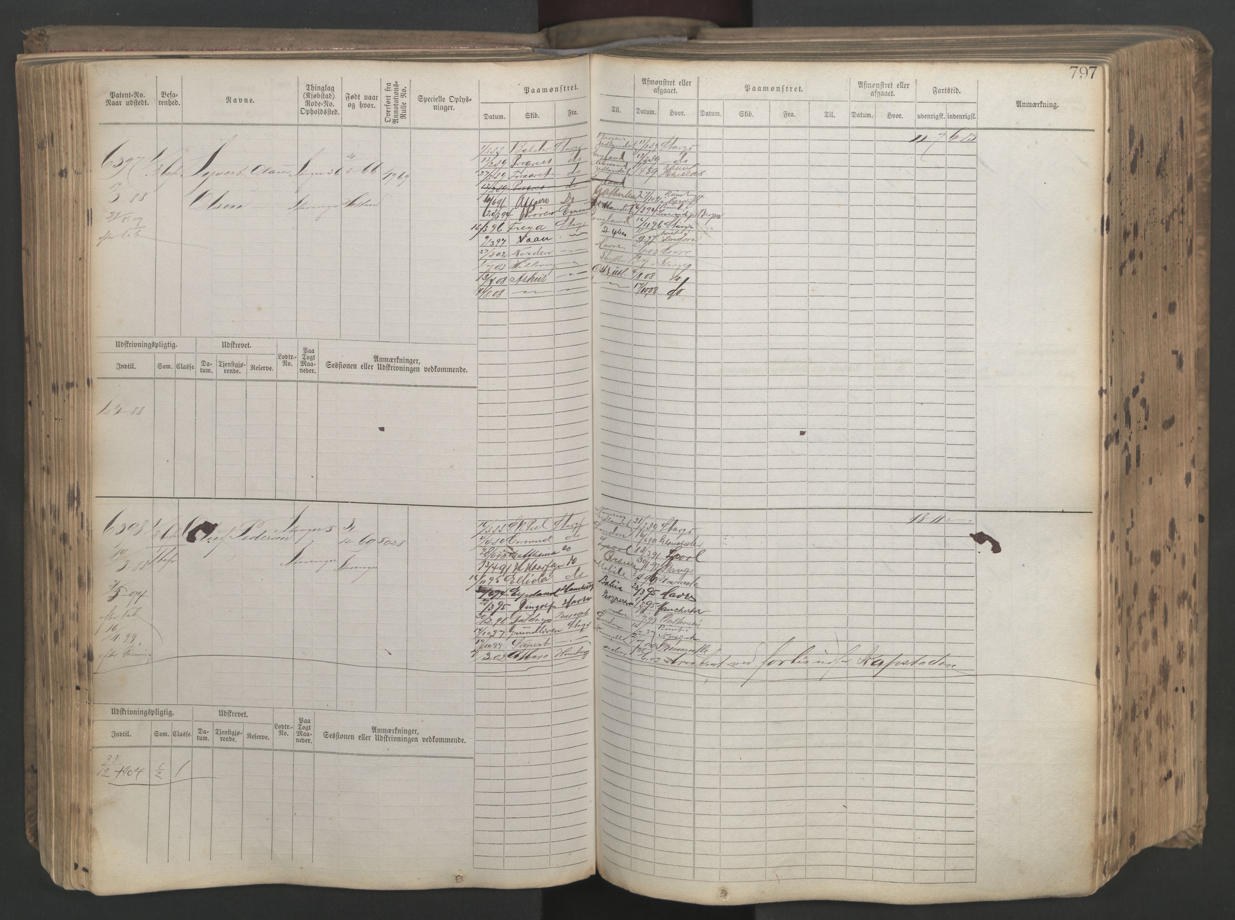 Stavanger sjømannskontor, AV/SAST-A-102006/F/Fb/Fbb/L0021: Sjøfartshovedrulle patnentnr. 6005-7204 (dublett), 1887, p. 201