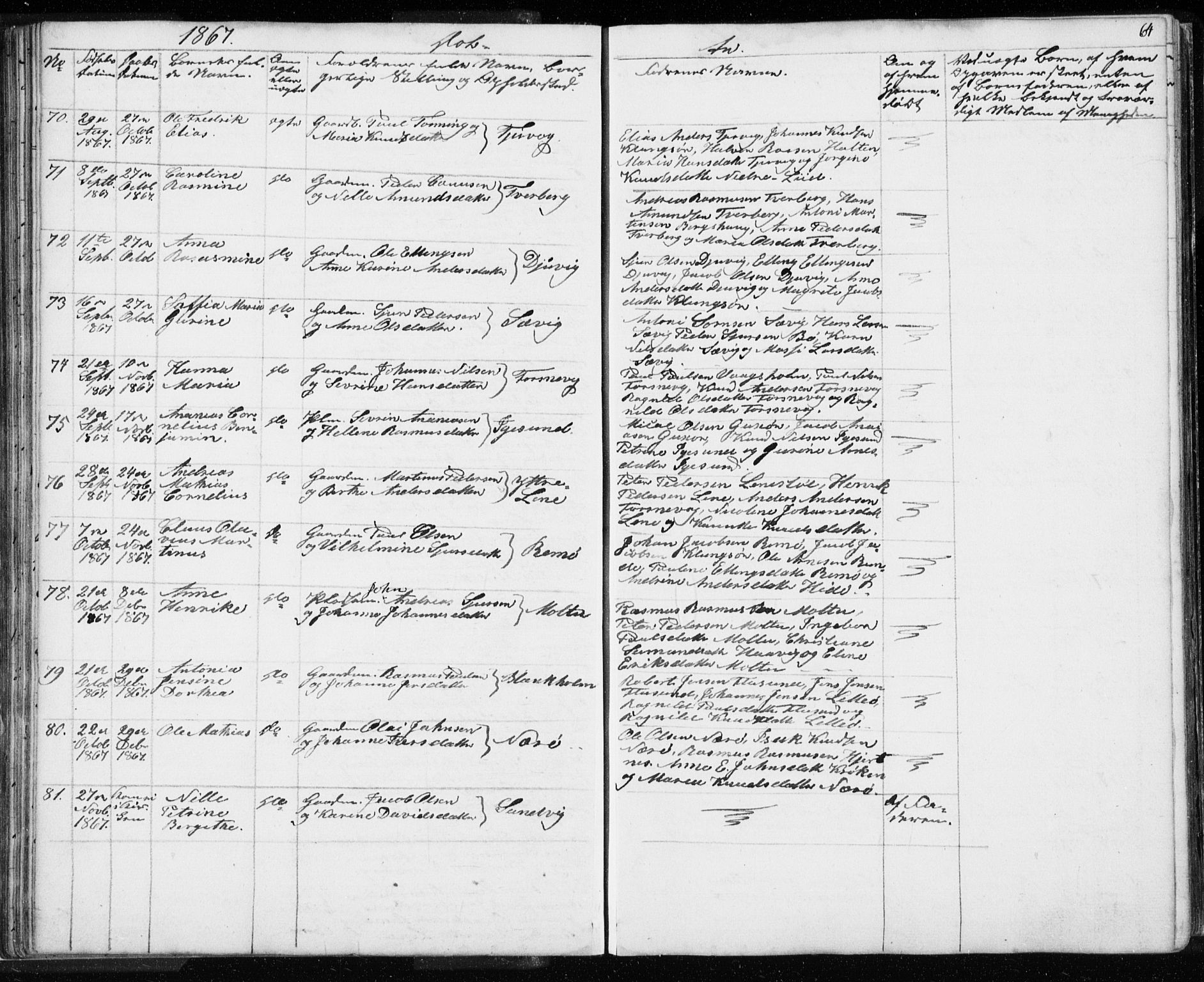 Ministerialprotokoller, klokkerbøker og fødselsregistre - Møre og Romsdal, AV/SAT-A-1454/507/L0079: Parish register (copy) no. 507C02, 1854-1877, p. 64