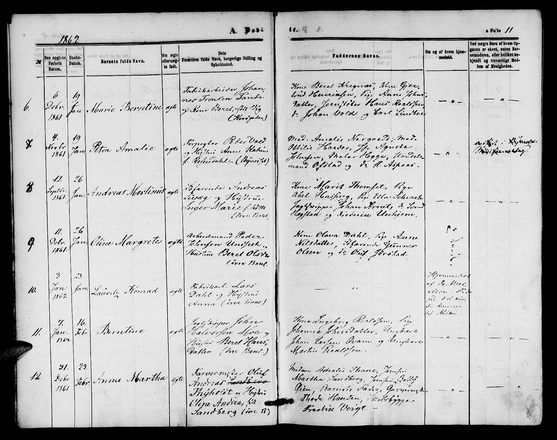 Ministerialprotokoller, klokkerbøker og fødselsregistre - Sør-Trøndelag, AV/SAT-A-1456/604/L0185: Parish register (official) no. 604A06, 1861-1865, p. 11